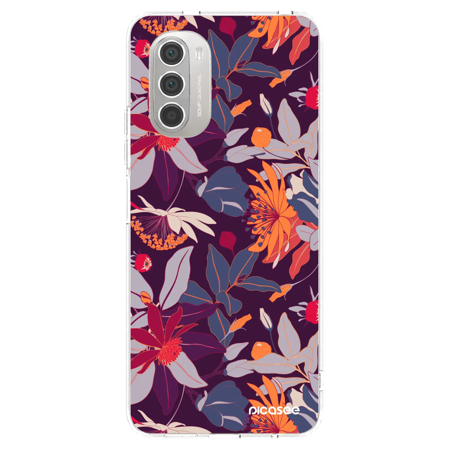 Picasee silikónový prehľadný obal pre Motorola Moto G51 - Purple Leaf