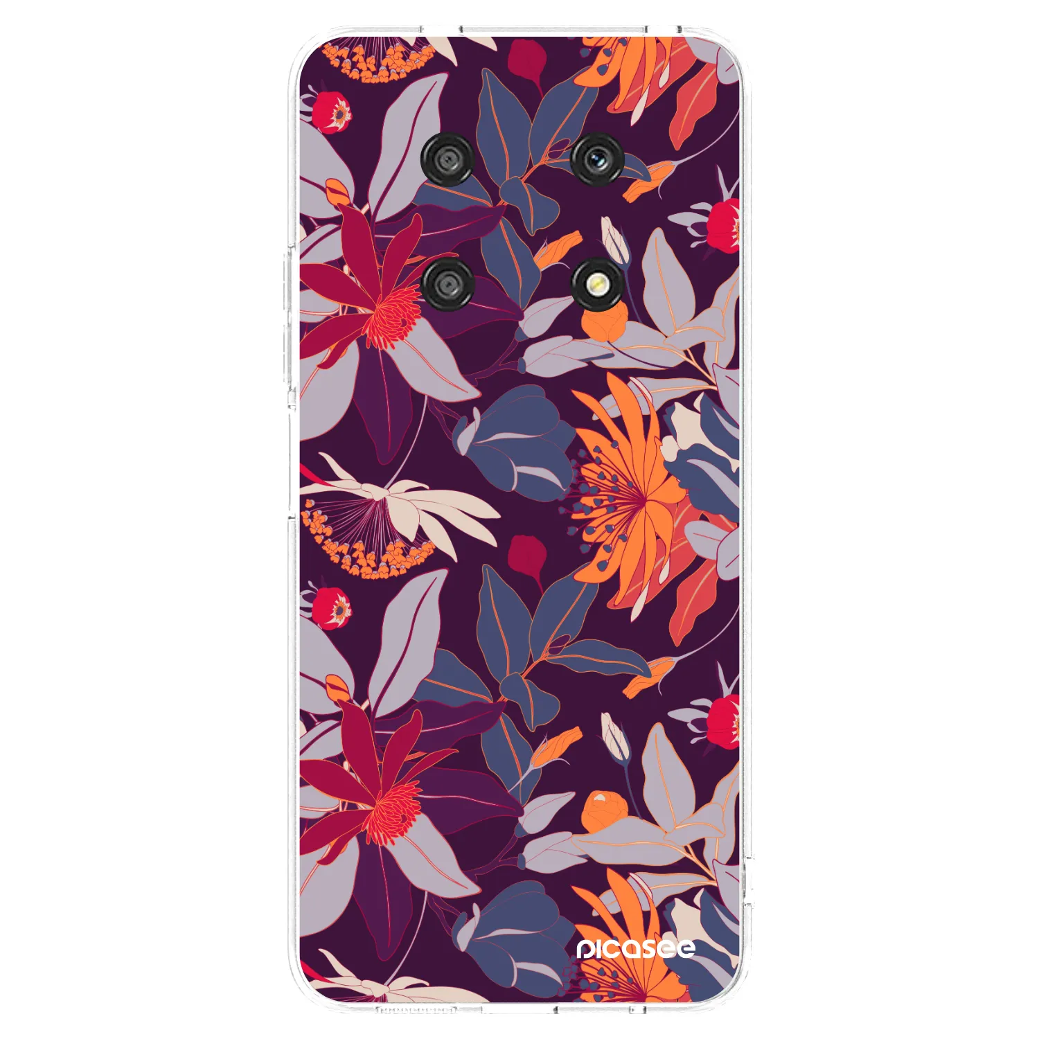 Picasee silikónový prehľadný obal pre Honor Magic4 Lite 5G - Purple Leaf