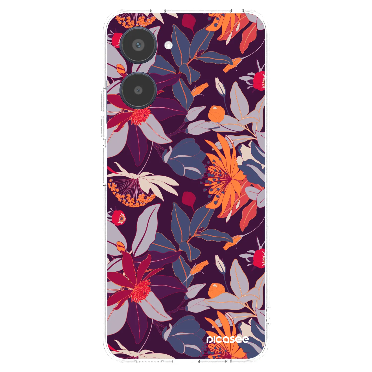 Picasee silikónový prehľadný obal pre Realme 10 4G - Purple Leaf