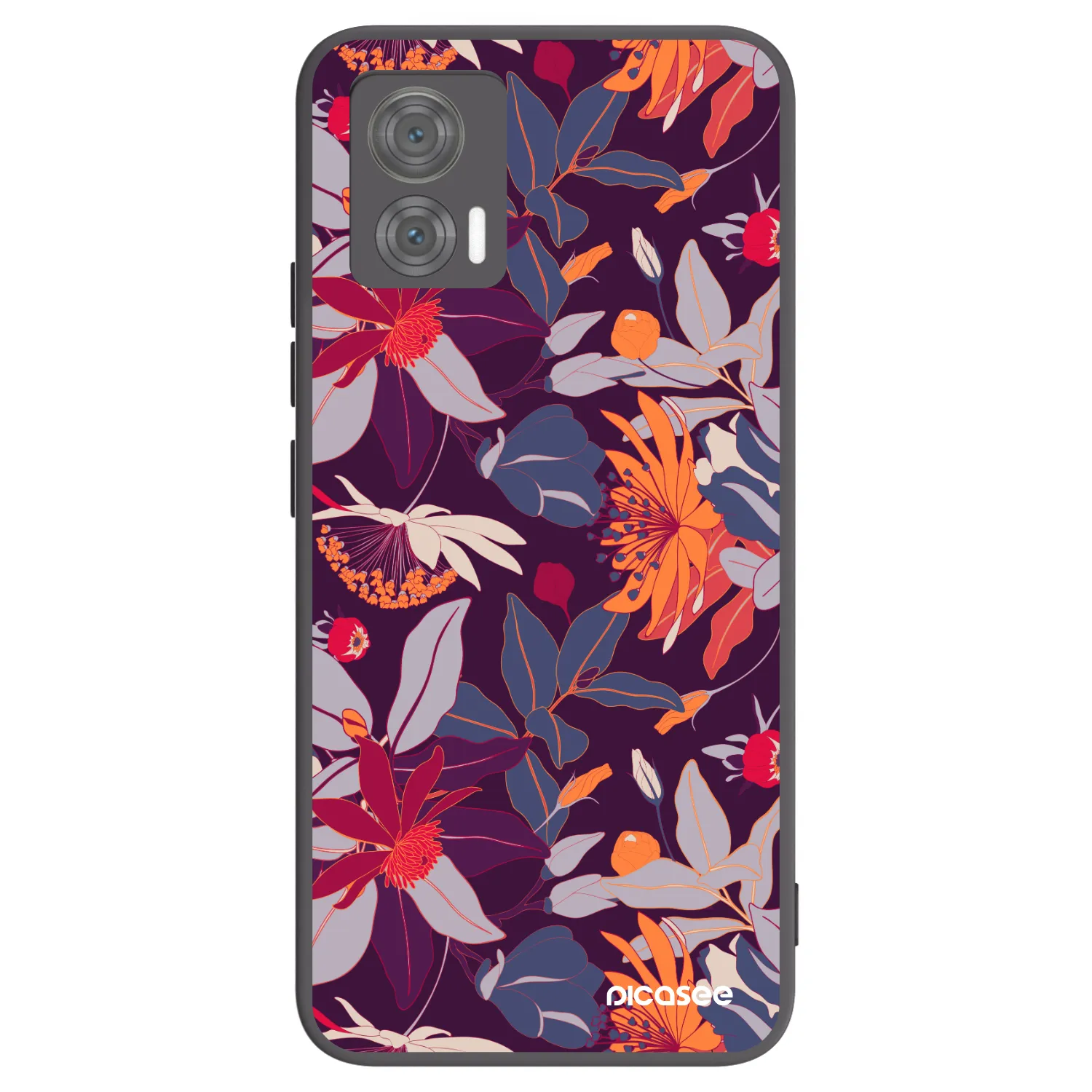 Picasee silikónový čierny obal pre Motorola Edge 30 Neo - Purple Leaf