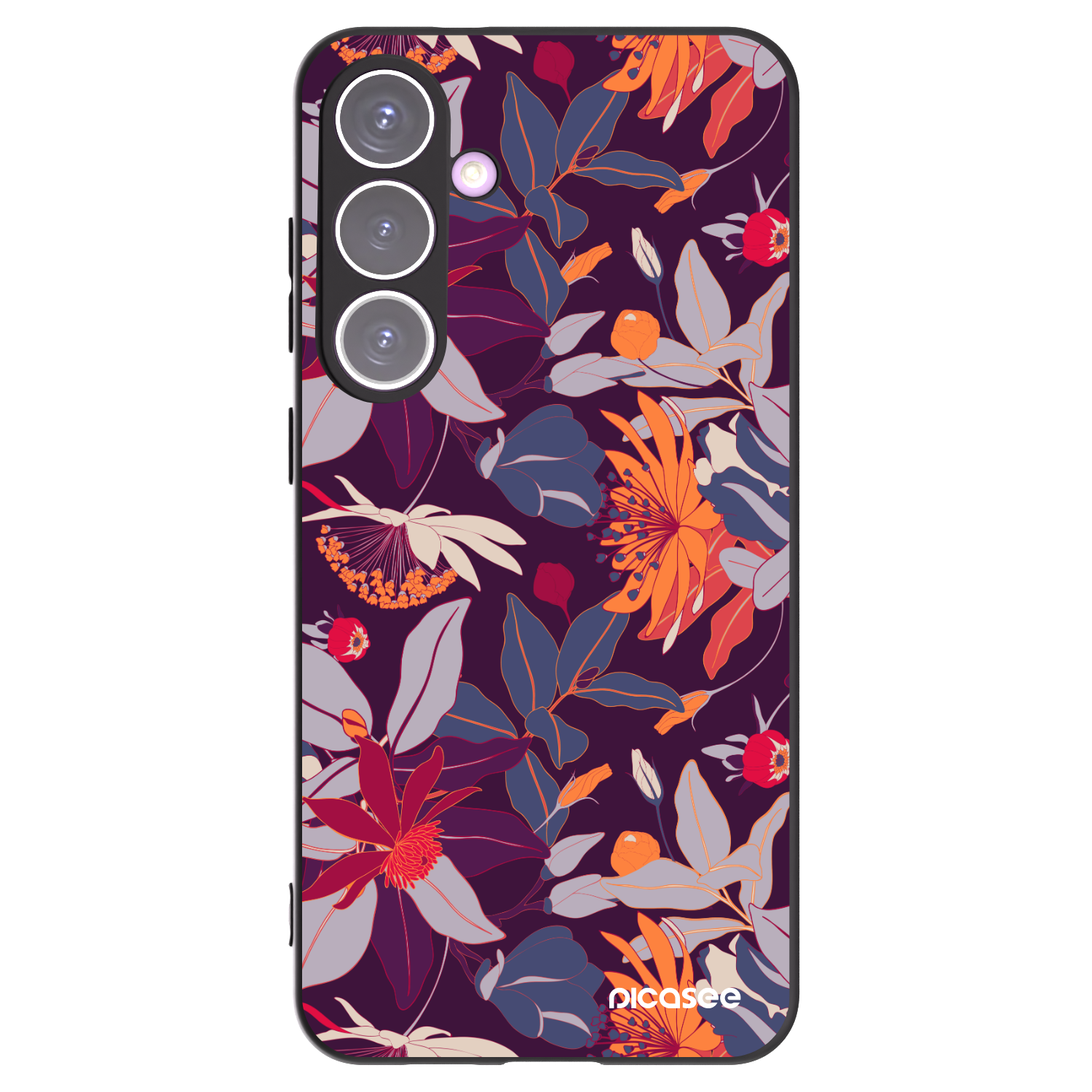 Picasee silikónový čierny obal pre Samsung Galaxy S24+ S926B 5G - Purple Leaf