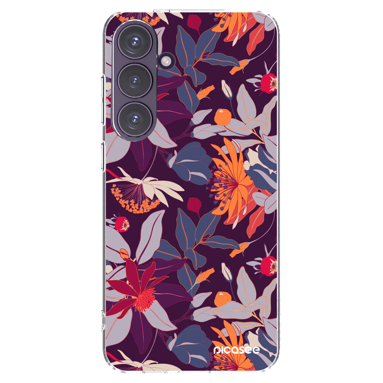 Picasee silikónový prehľadný obal pre Samsung Galaxy S24+ S926B 5G - Purple Leaf