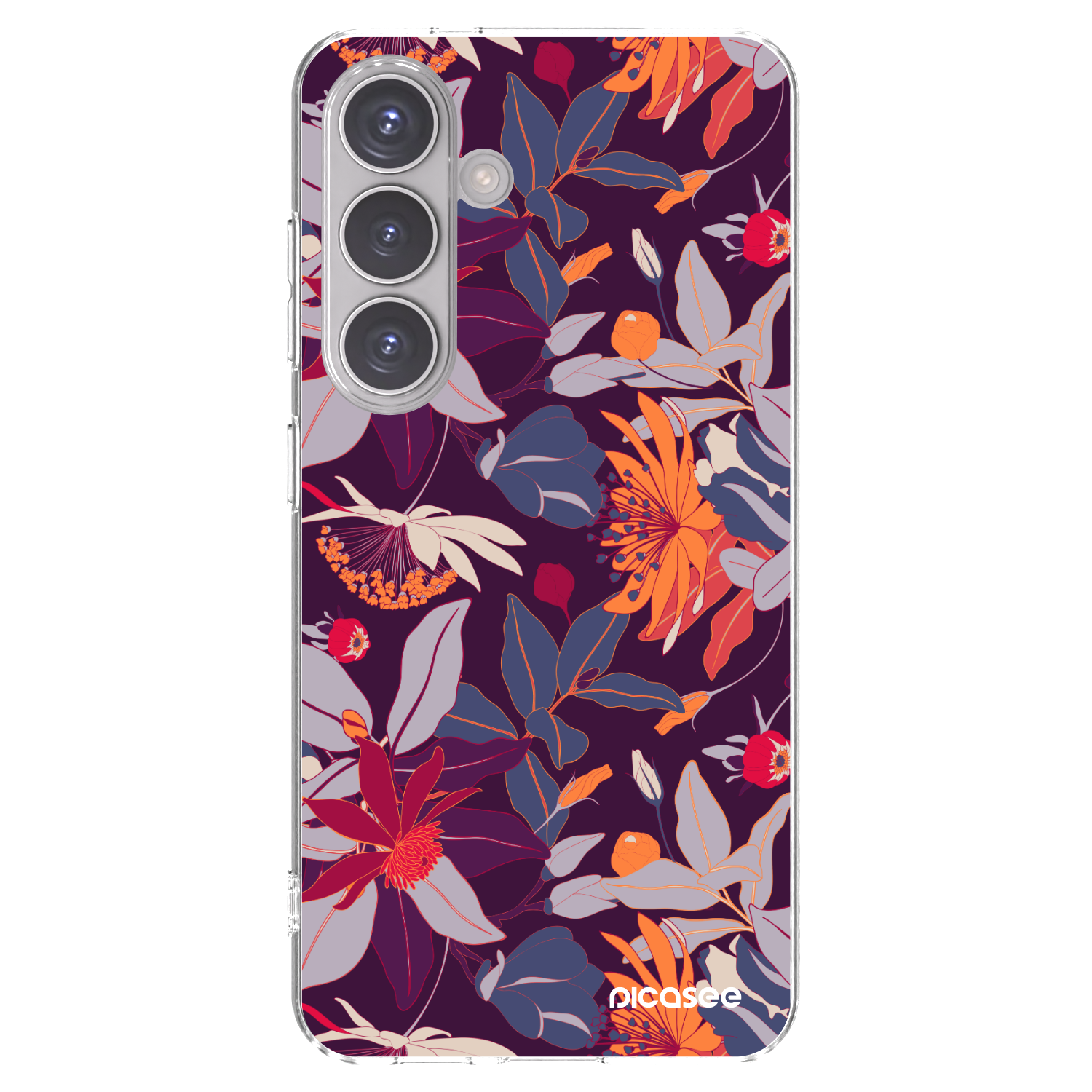 Picasee silikónový prehľadný obal pre Samsung Galaxy S24 S921B 5G - Purple Leaf