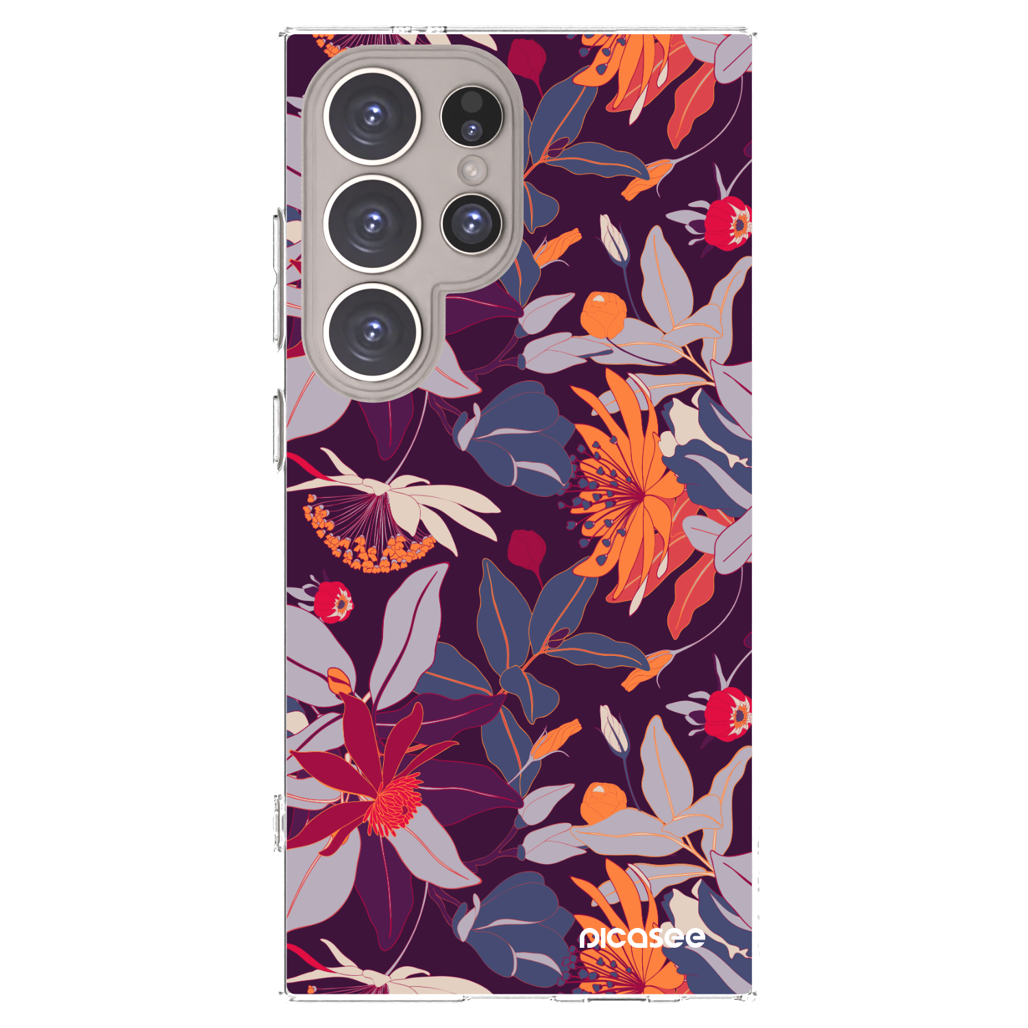 Picasee silikónový prehľadný obal pre Samsung Galaxy S24 Ultra S928B 5G - Purple Leaf