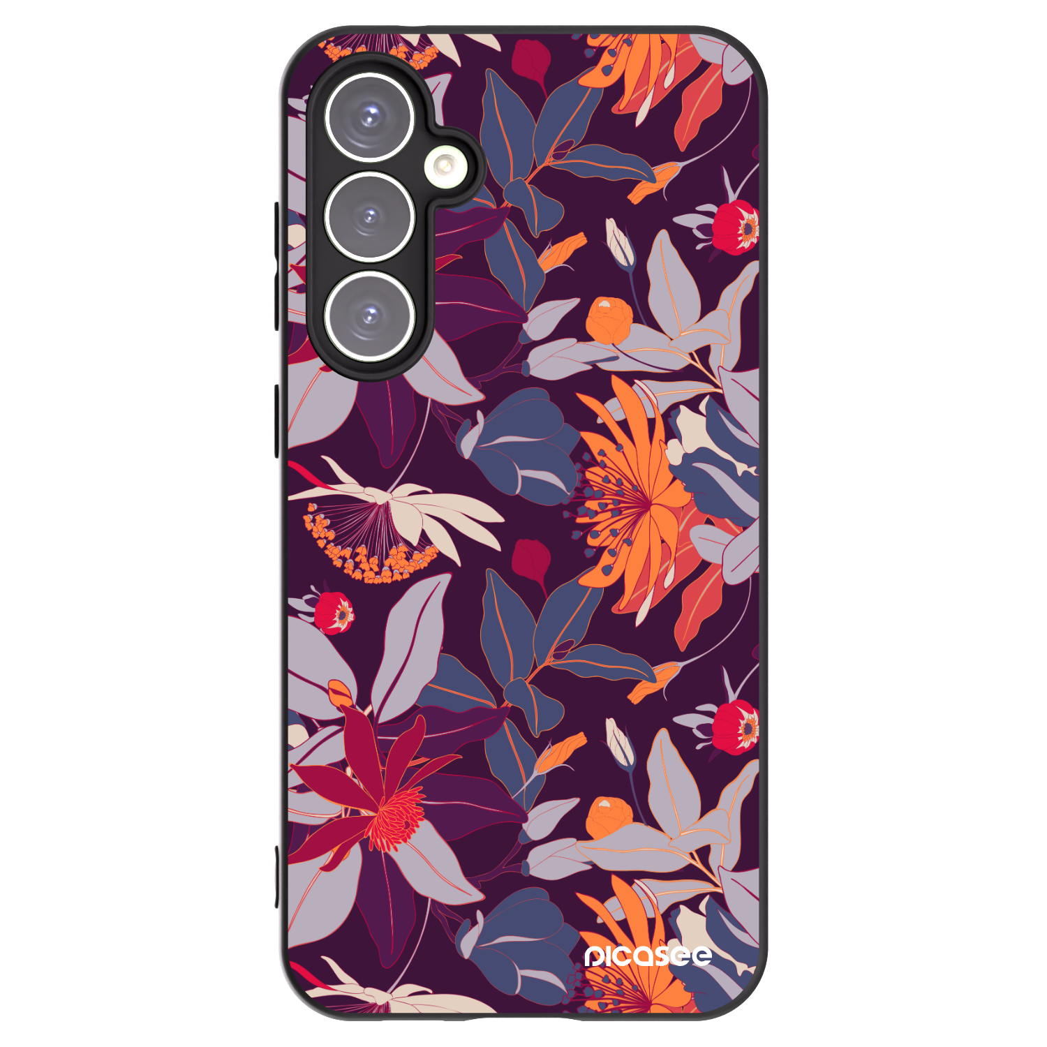 Picasee silikónový čierny obal pre Samsung Galaxy S23 FE S711B - Purple Leaf