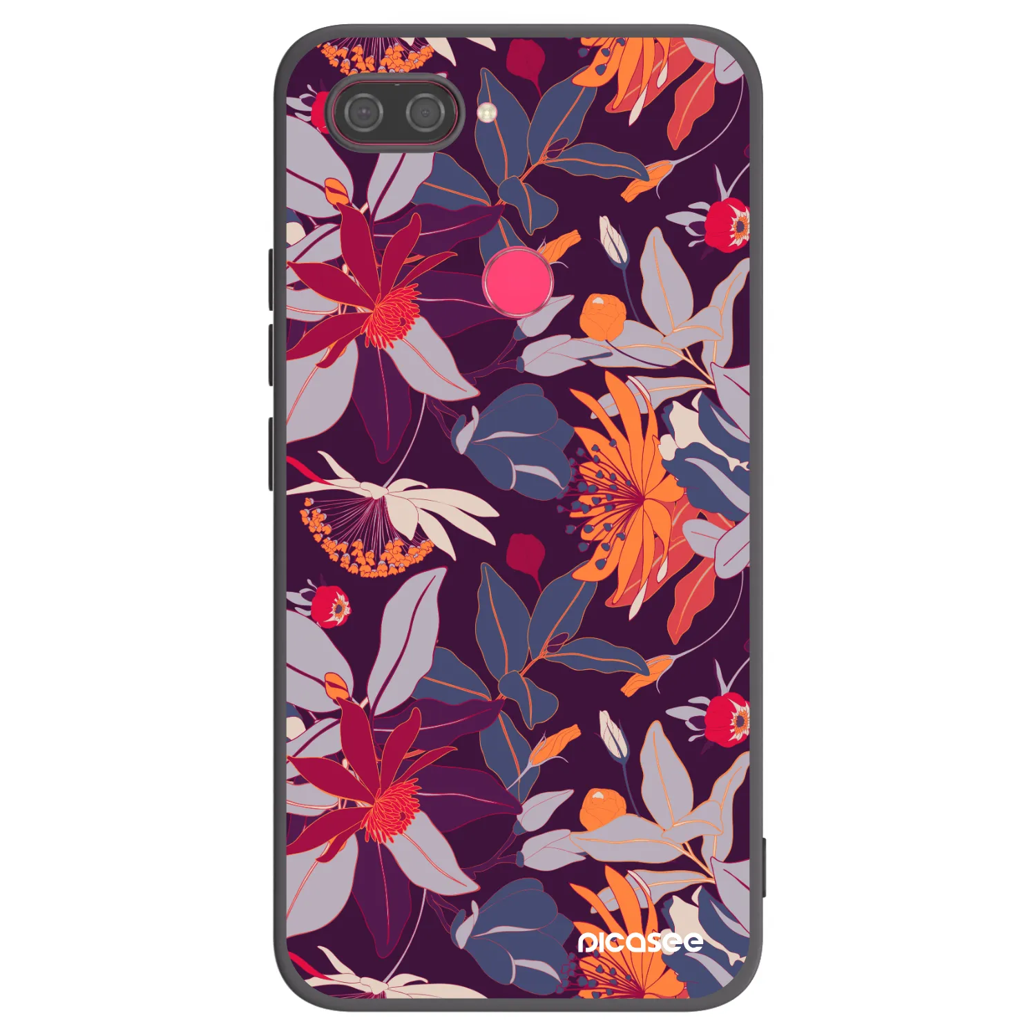 Picasee silikónový čierny obal pre Xiaomi Mi 8 Lite - Purple Leaf