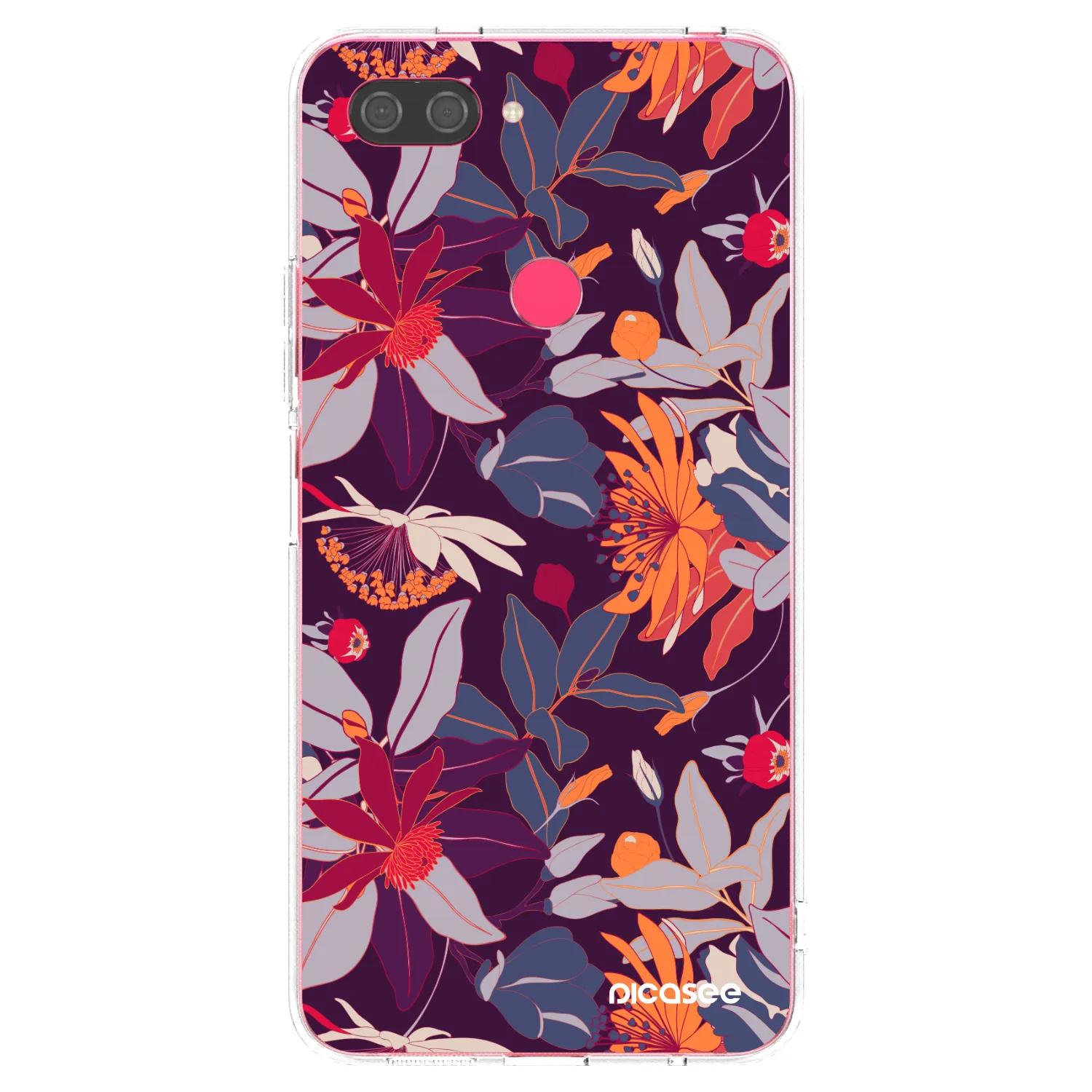 Picasee silikónový prehľadný obal pre Xiaomi Mi 8 Lite - Purple Leaf