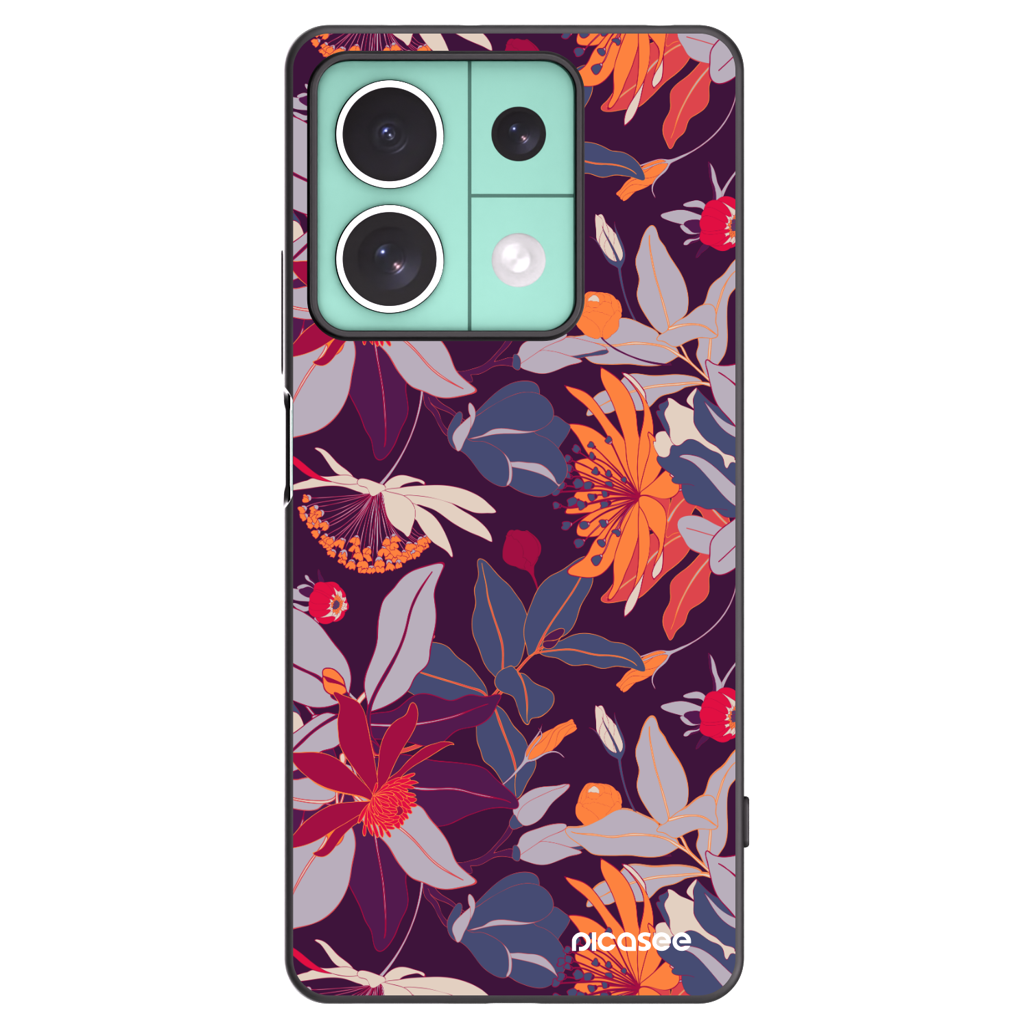 Picasee silikónový čierny obal pre Xiaomi Redmi Note 13 5G - Purple Leaf