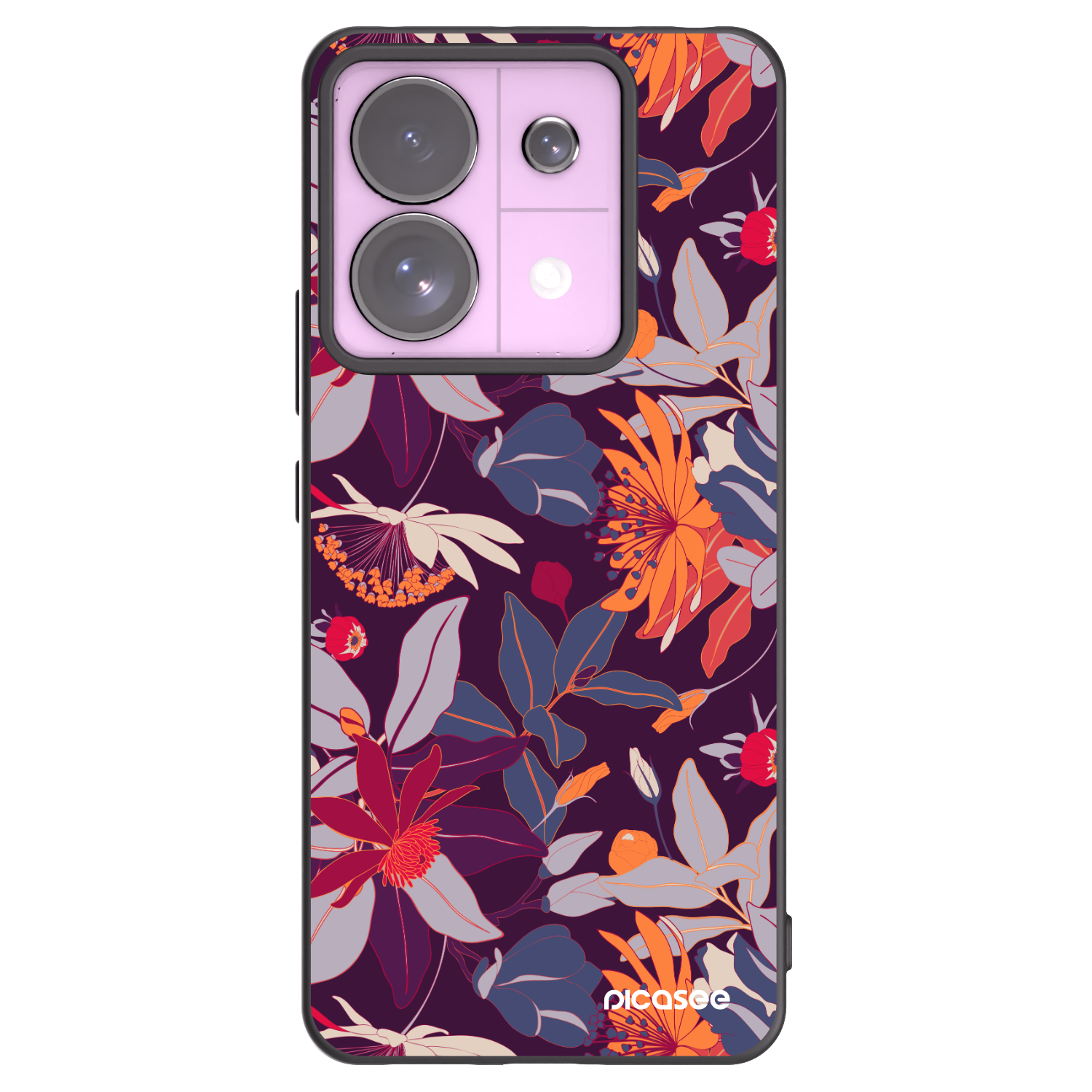 Picasee silikónový čierny obal pre Xiaomi Redmi Note 13 Pro 5G - Purple Leaf