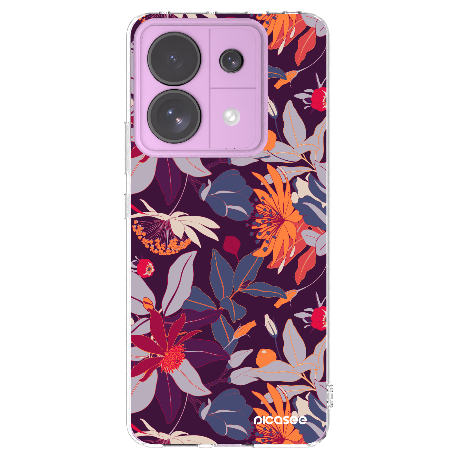 Picasee silikónový prehľadný obal pre Xiaomi Redmi Note 13 Pro 5G - Purple Leaf