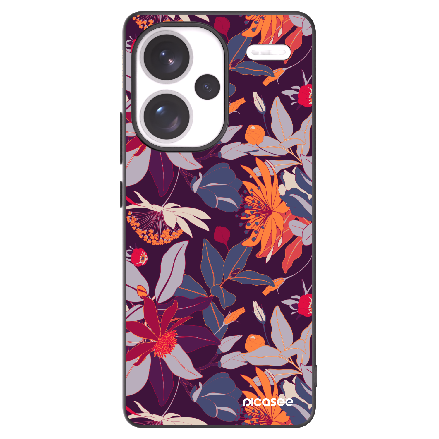 Picasee silikónový čierny obal pre Xiaomi Redmi Note 13 Pro+ 5G - Purple Leaf