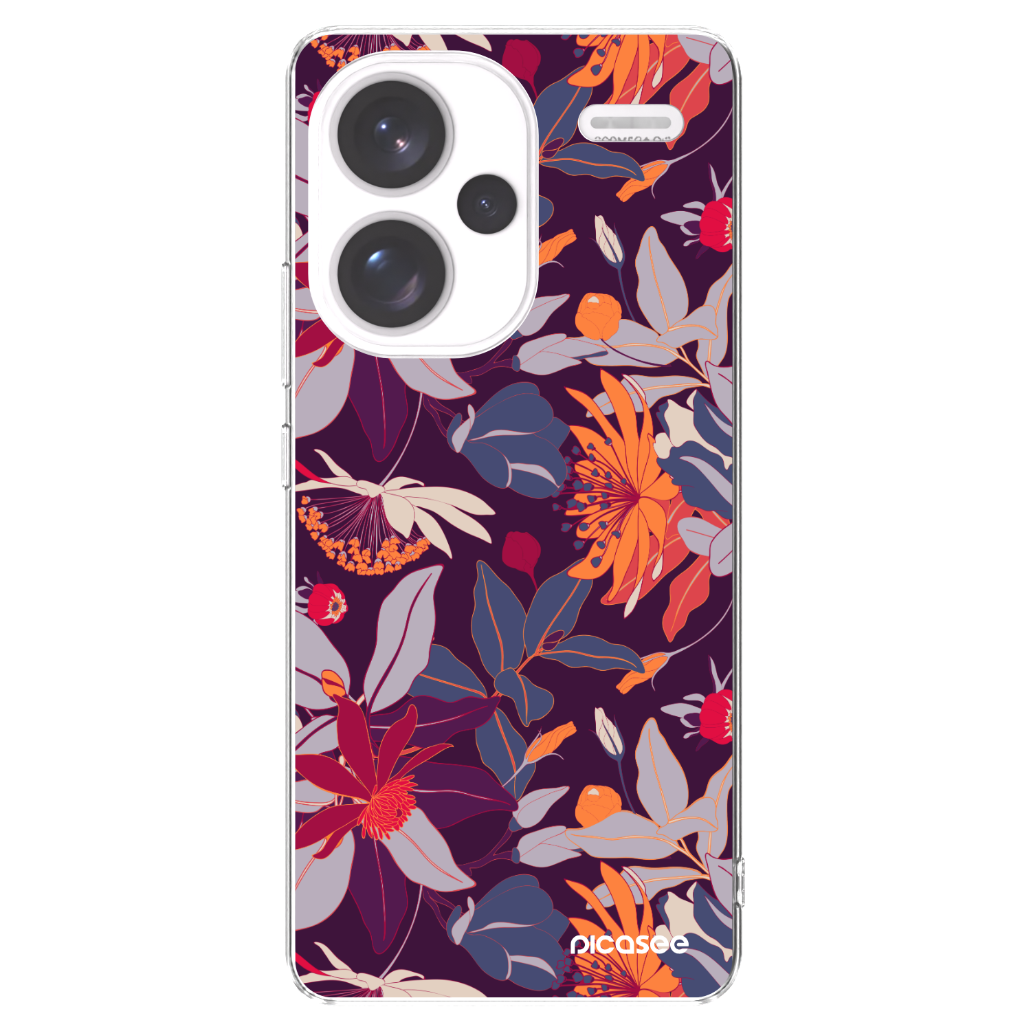 Picasee silikónový prehľadný obal pre Xiaomi Redmi Note 13 Pro+ 5G - Purple Leaf