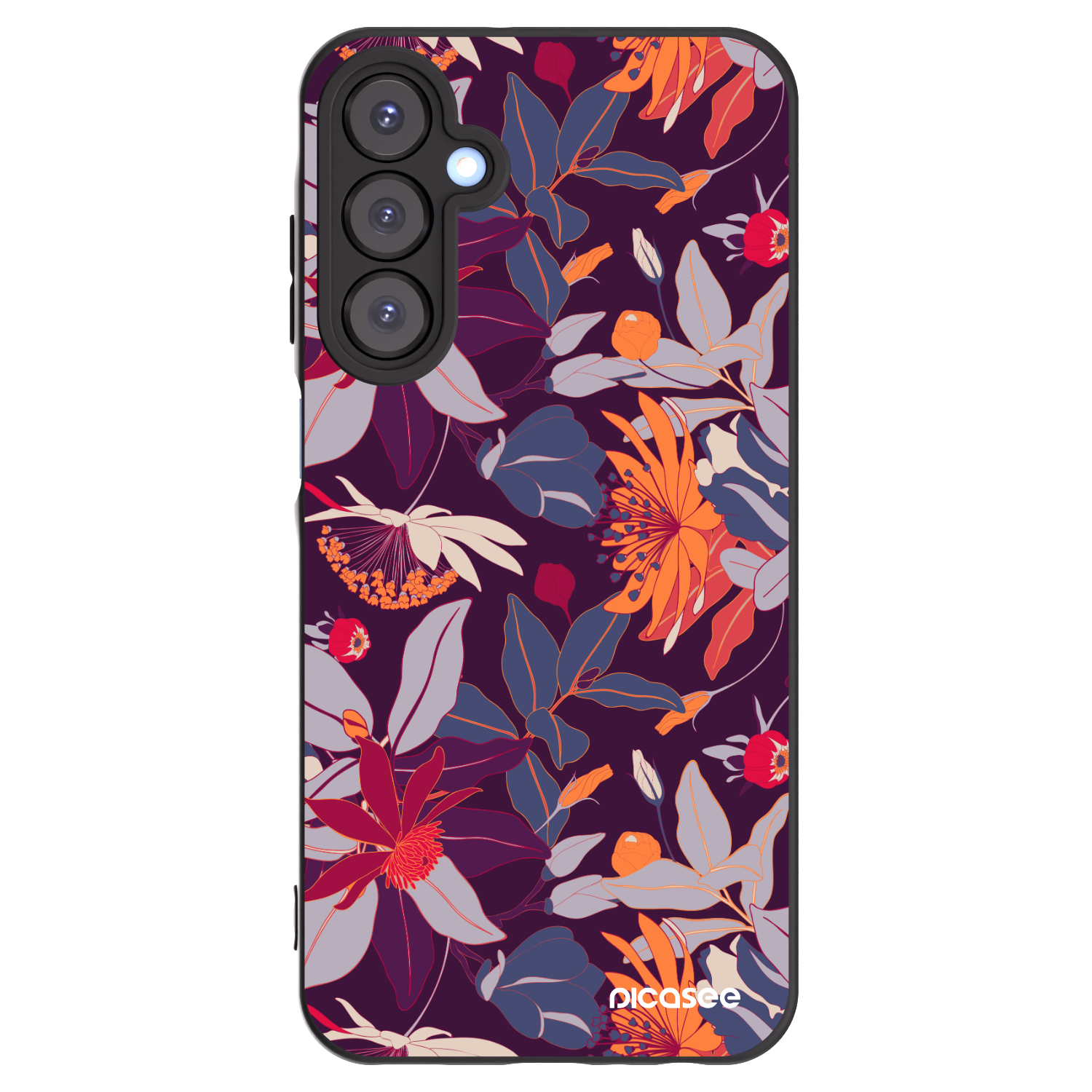 Picasee silikónový čierny obal pre Samsung Galaxy A25 A256B 5G - Purple Leaf