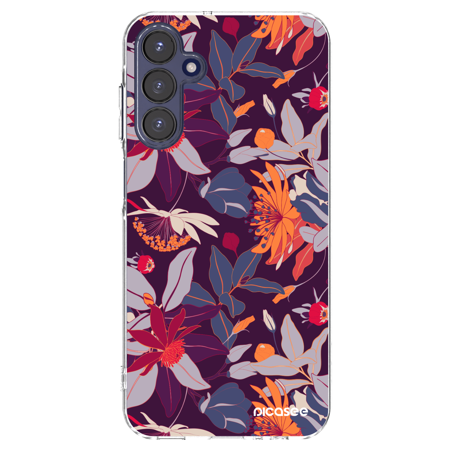 Picasee silikónový prehľadný obal pre Samsung Galaxy A15 A155F 4G - Purple Leaf