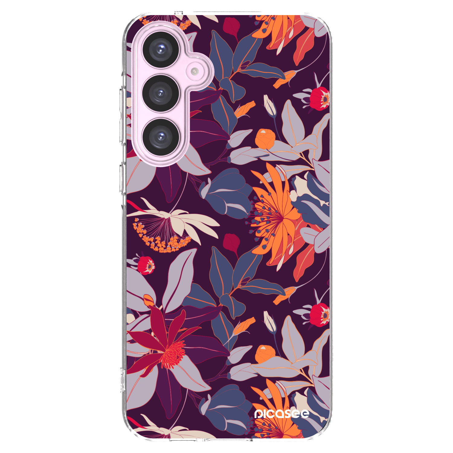 Picasee silikónový prehľadný obal pre Samsung Galaxy A55 5G A556B - Purple Leaf
