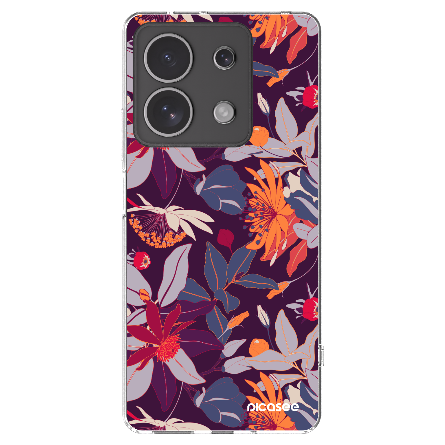 Picasee silikónový prehľadný obal pre Xiaomi Redmi Note 13 4G - Purple Leaf