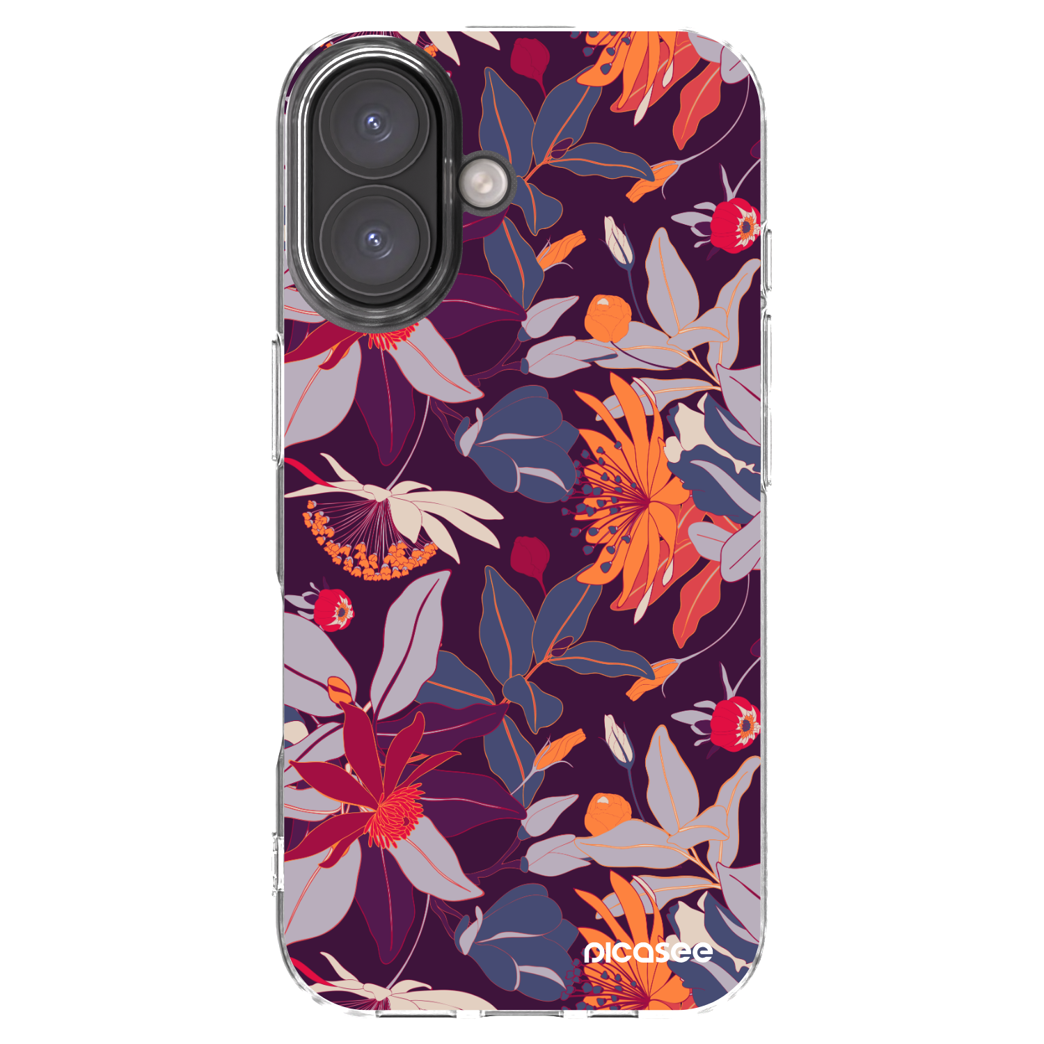 Picasee silikónový prehľadný obal pre Apple iPhone 16 - Purple Leaf