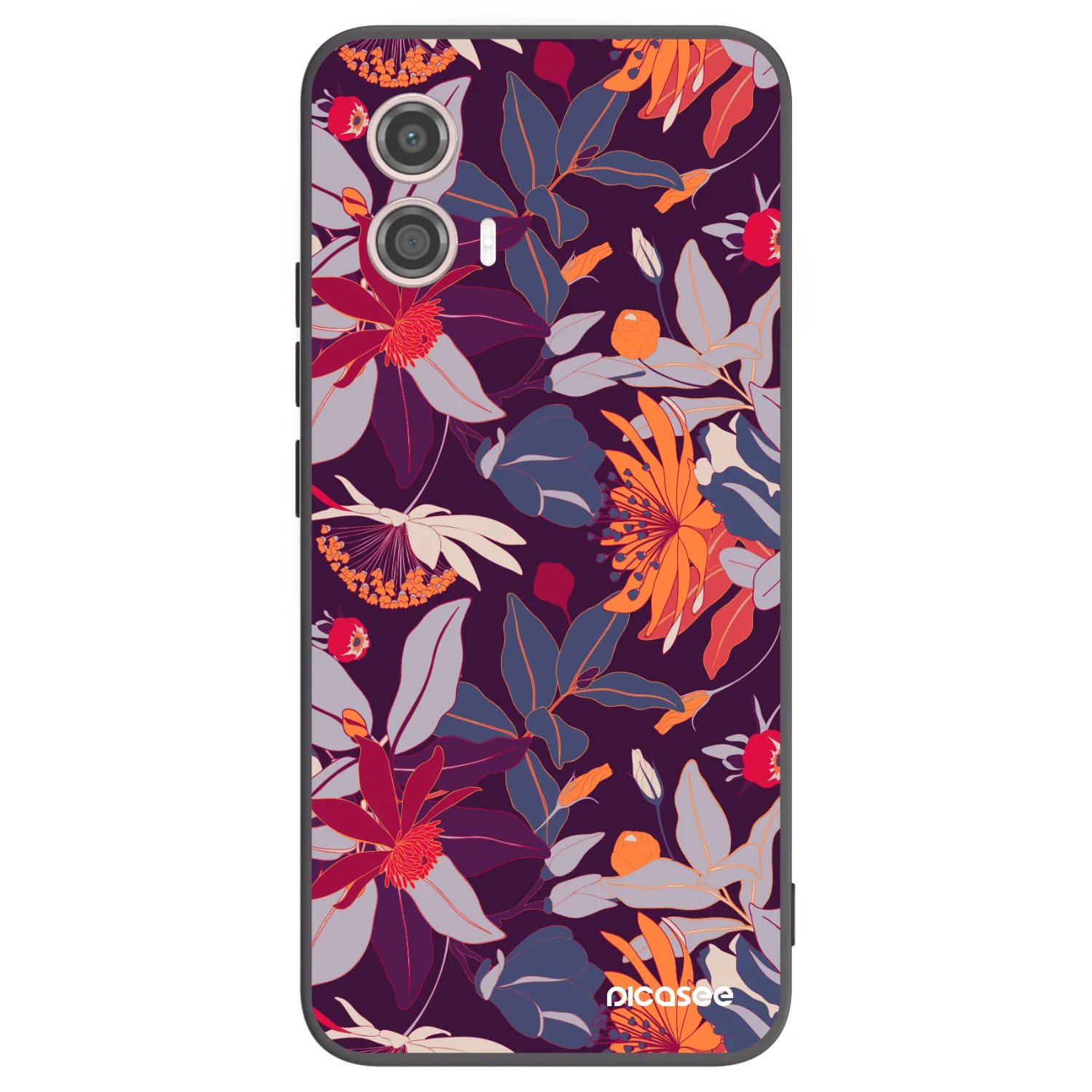 Picasee silikónový čierny obal pre Motorola Moto G53 5G - Purple Leaf