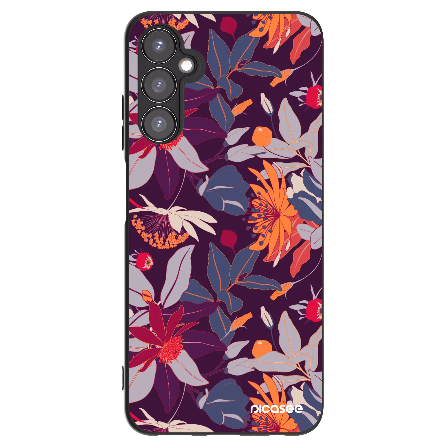 Picasee silikónový čierny obal pre Samsung Galaxy A05s A057G - Purple Leaf
