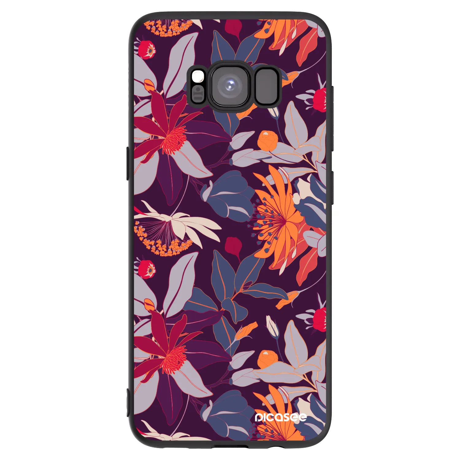 Picasee silikónový čierny obal pre Samsung Galaxy S8 G950F - Purple Leaf