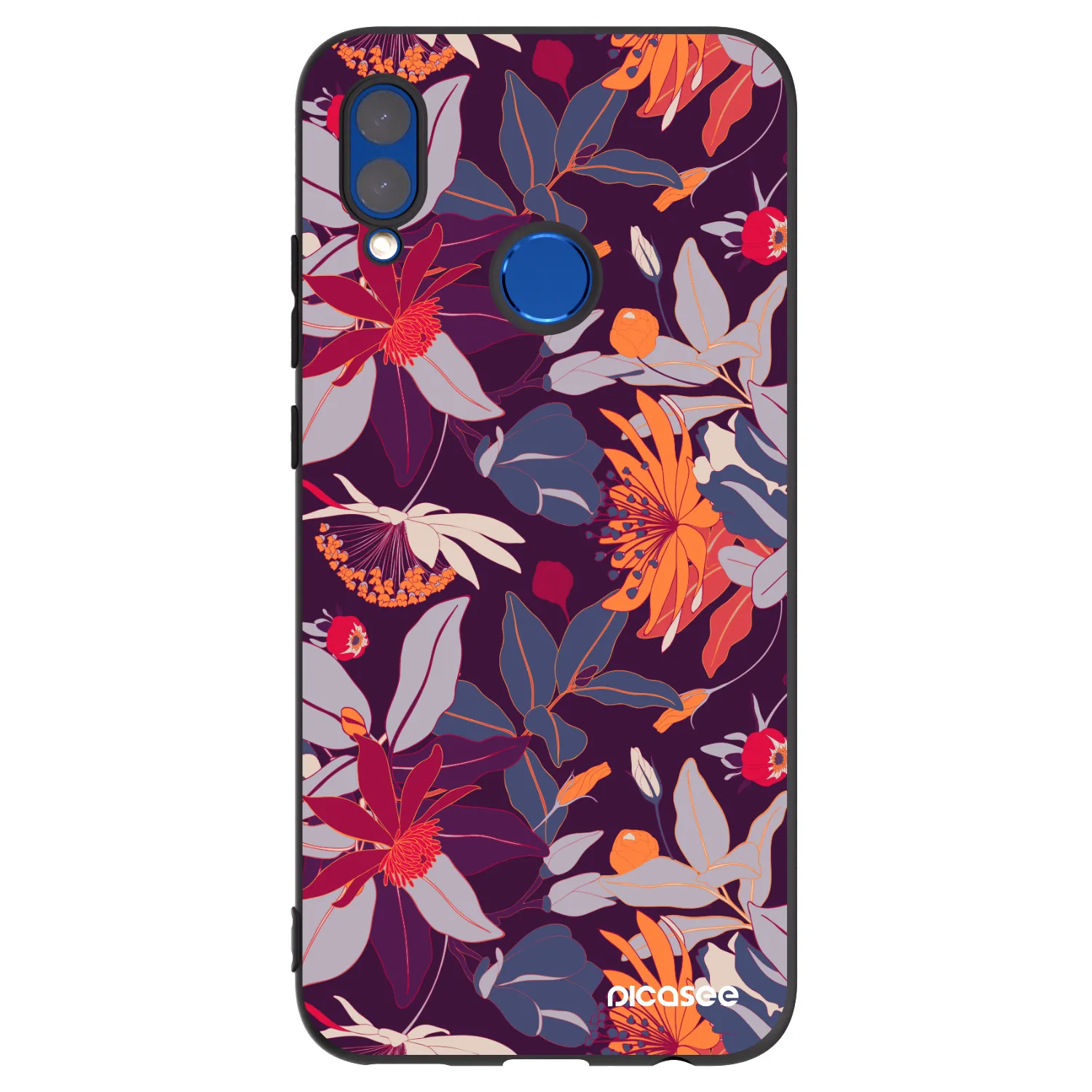 Picasee silikónový čierny obal pre Huawei P Smart 2019 - Purple Leaf
