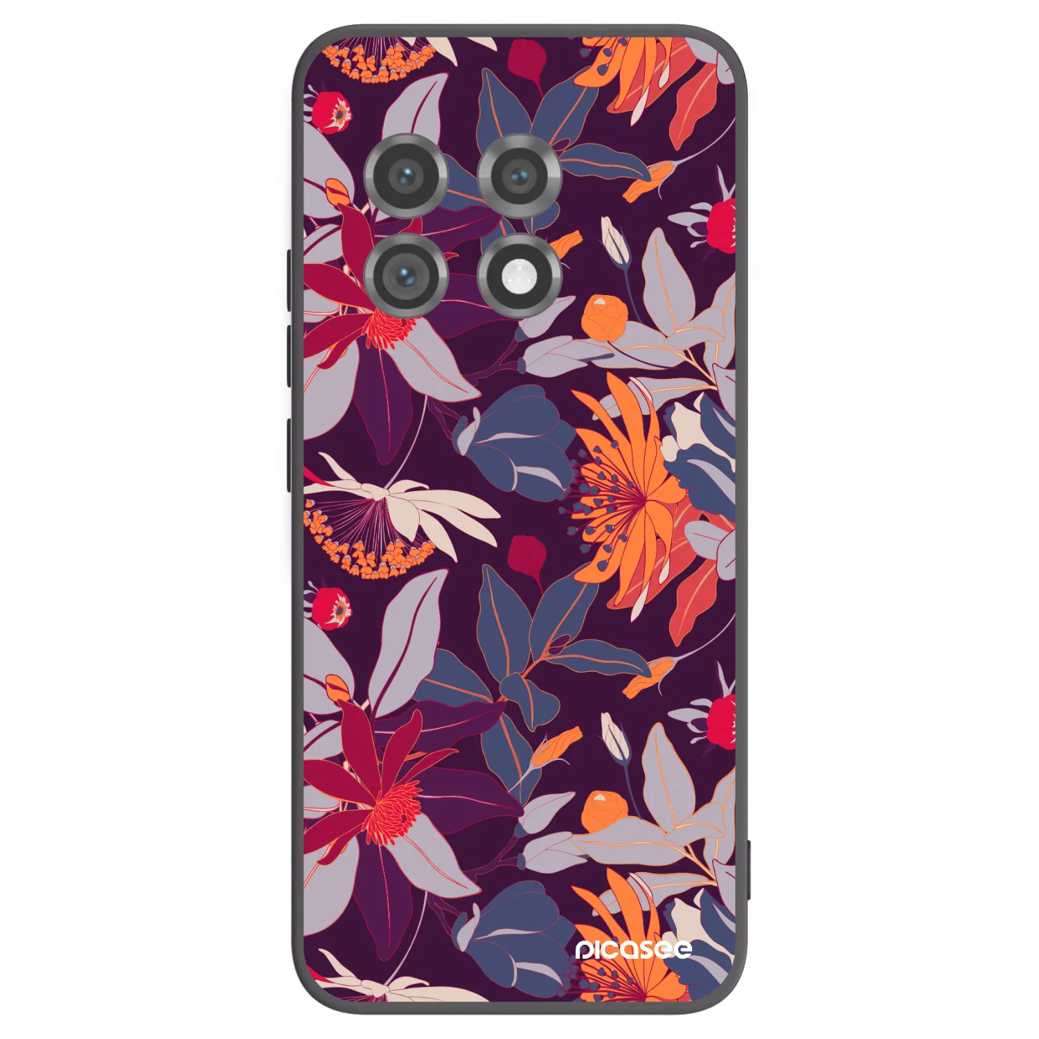 Picasee silikónový čierny obal pre OnePlus 11 5G - Purple Leaf