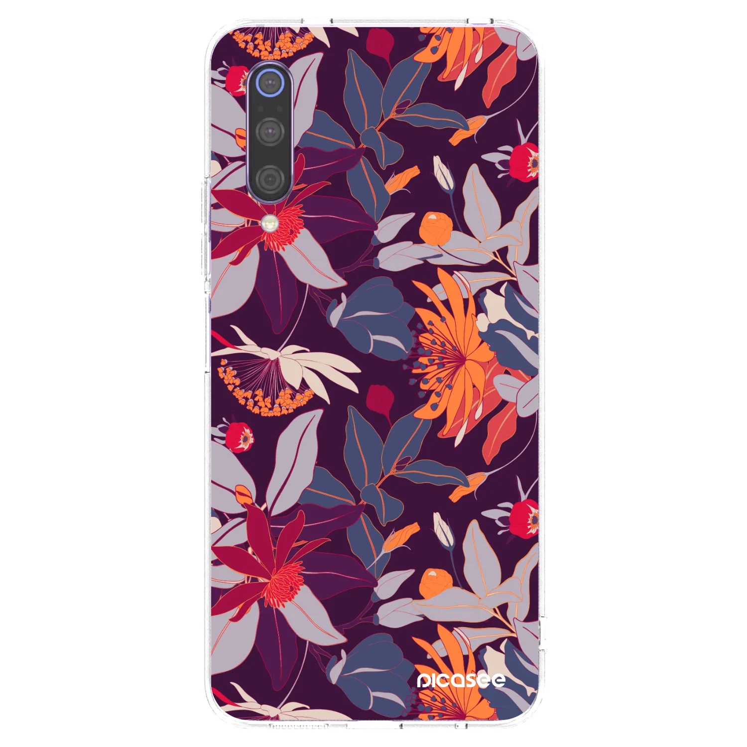 Picasee silikónový prehľadný obal pre Xiaomi Mi 9 - Purple Leaf