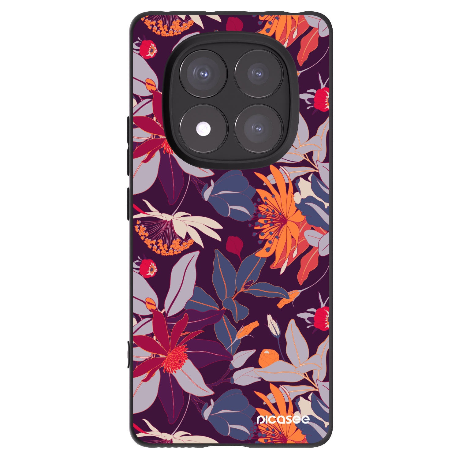Picasee silikónový čierny obal pre Xiaomi Redmi Note 14 Pro+ 5G - Purple Leaf