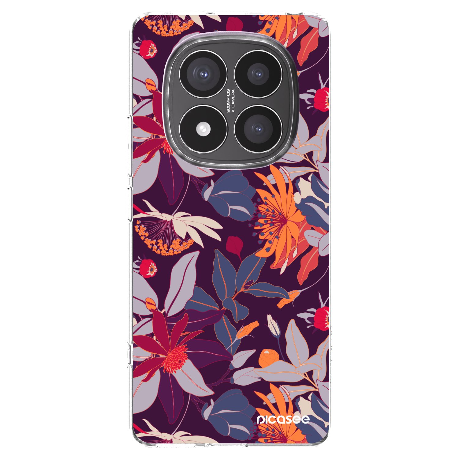 Picasee silikónový prehľadný obal pre Xiaomi Redmi Note 14 Pro+ 5G - Purple Leaf