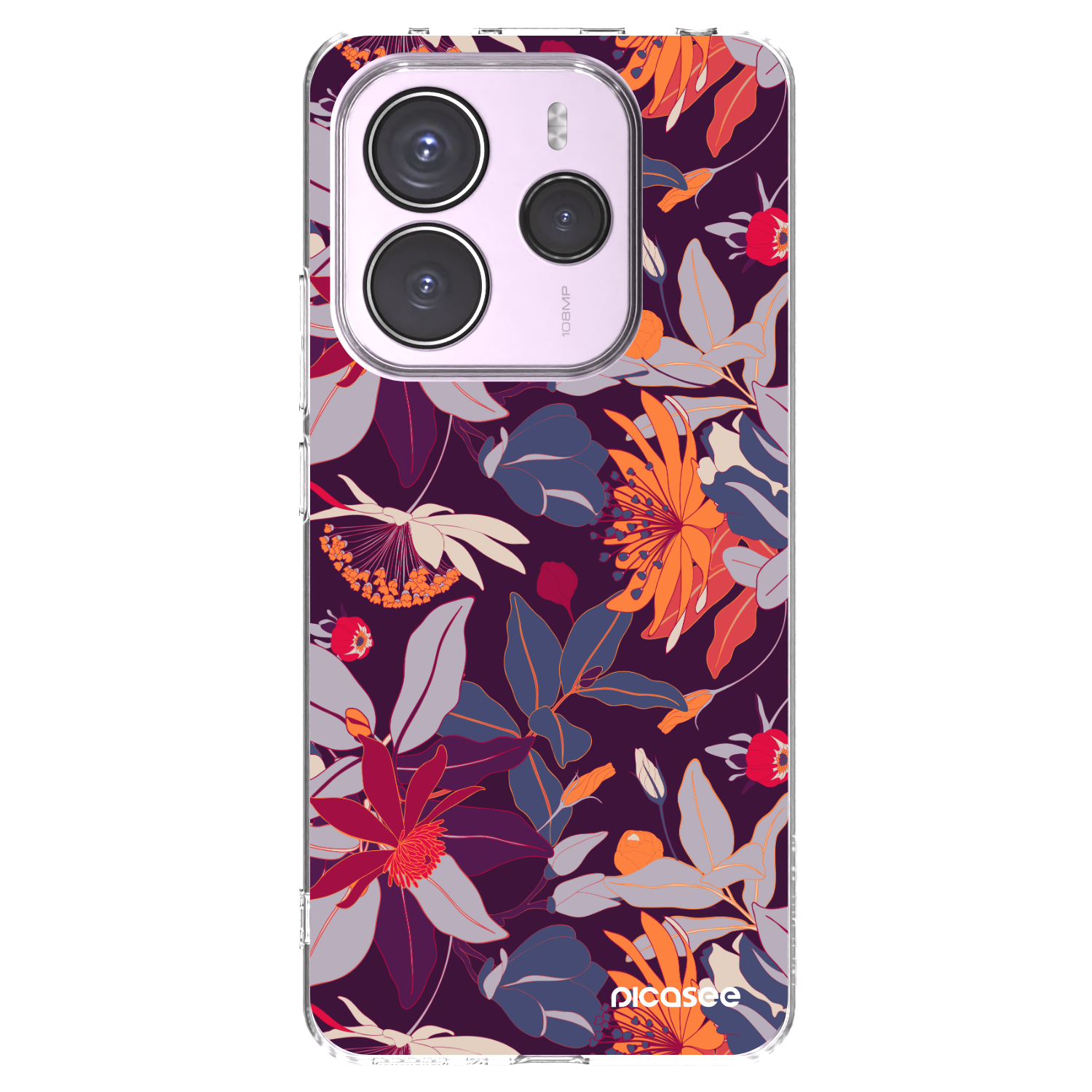 Silikónový prehľadný obal pre Xiaomi Redmi Note 14 5G - Purple Leaf