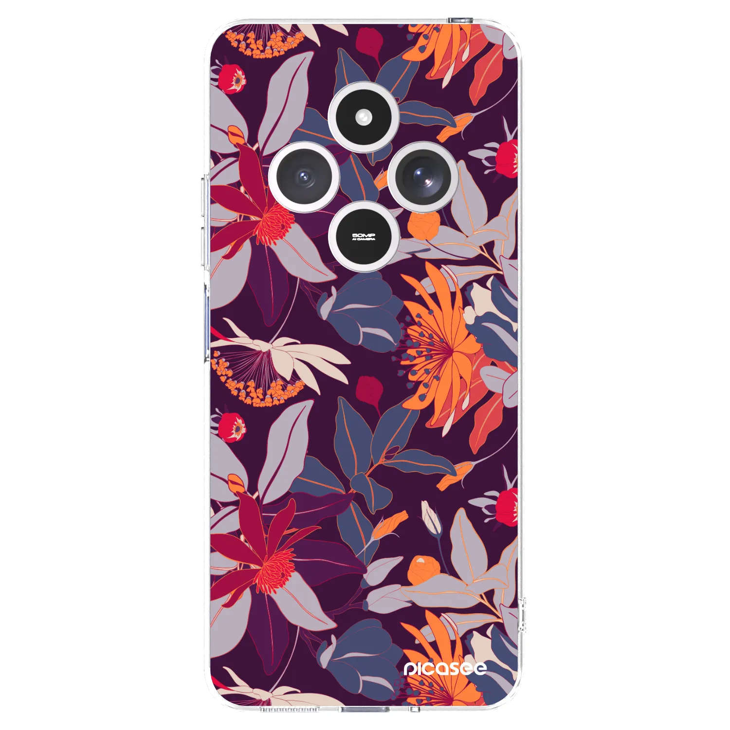 Picasee silikónový prehľadný obal pre Xiaomi Redmi 14C - Purple Leaf
