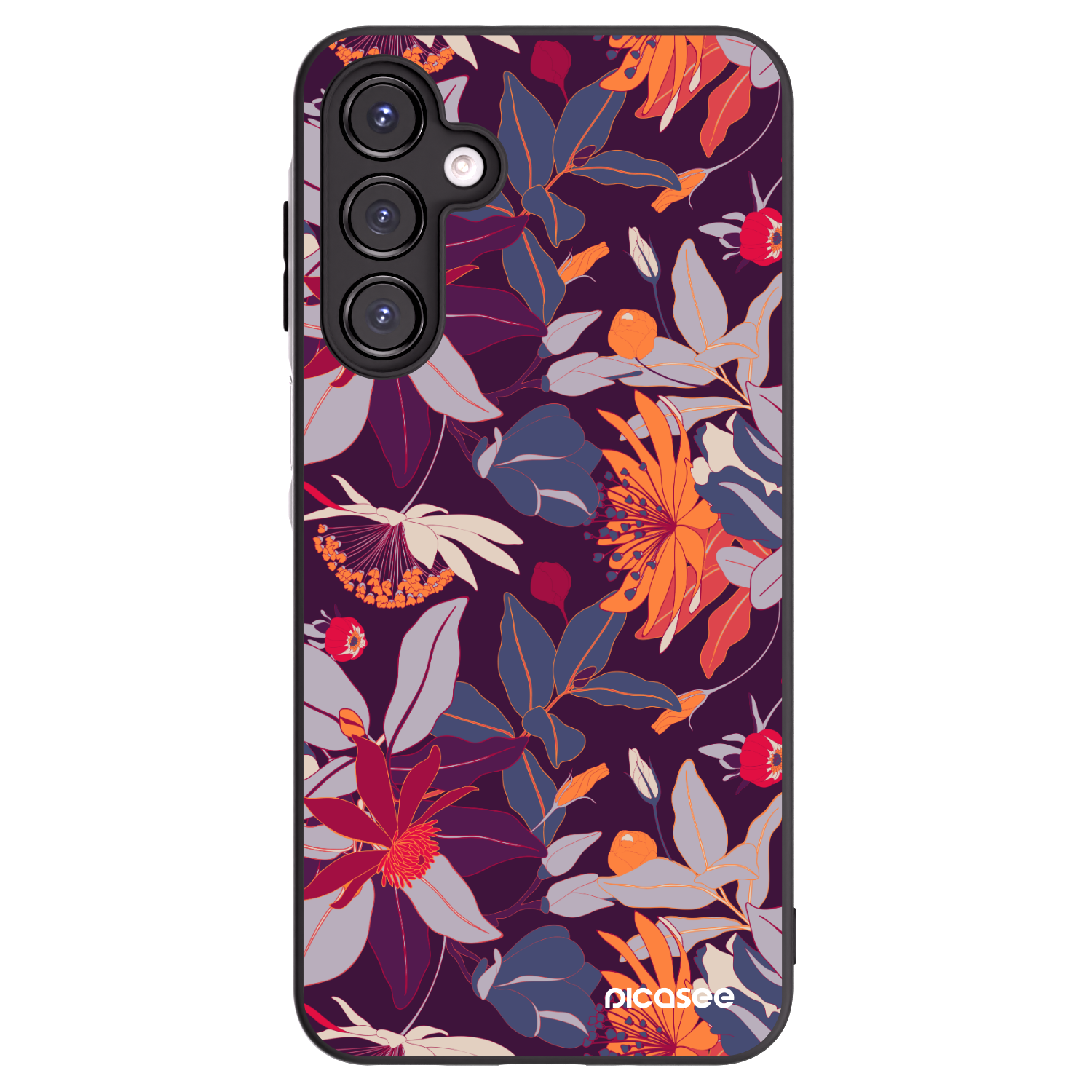 Picasee silikónový čierny obal pre Samsung Galaxy A16 5G - Purple Leaf