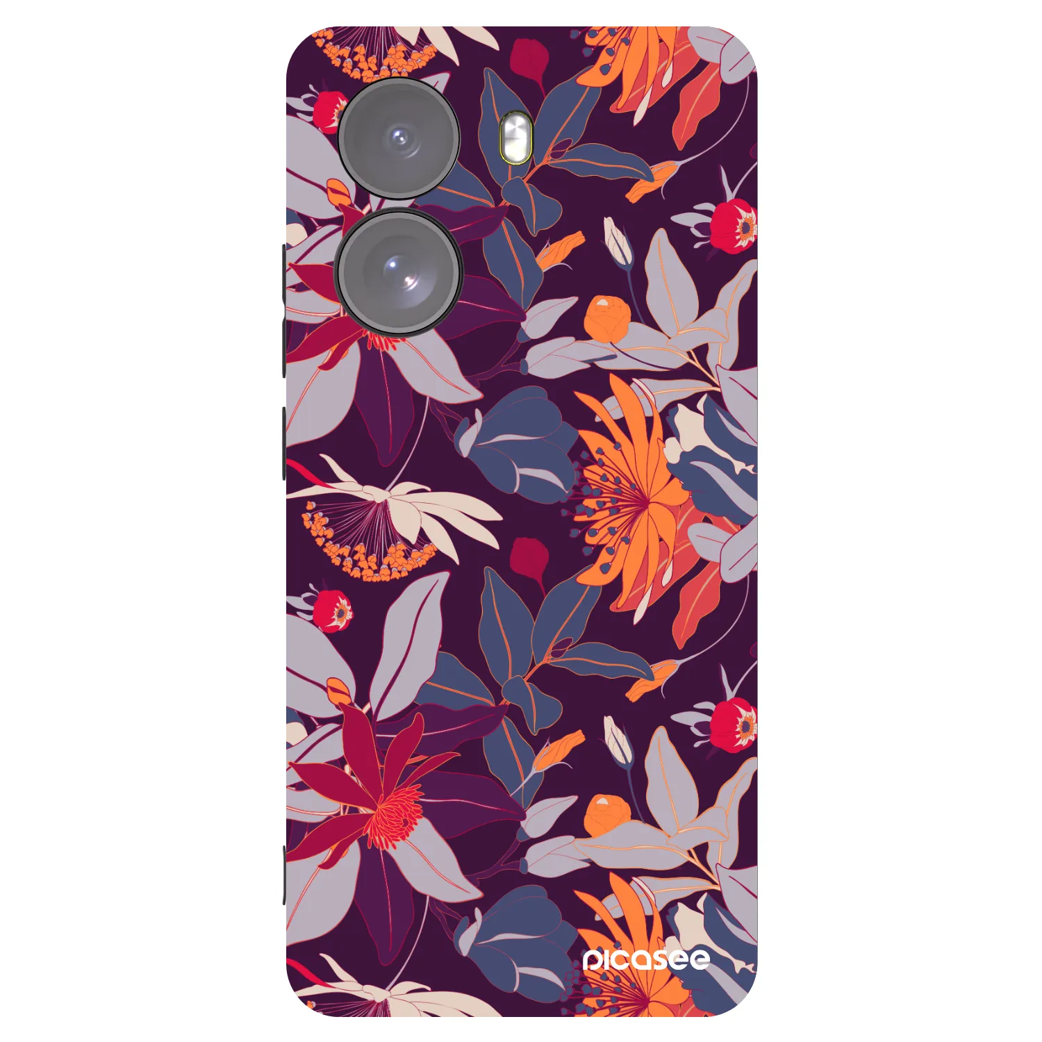 Picasee silikónový čierny obal pre Xiaomi Poco X7 - Purple Leaf