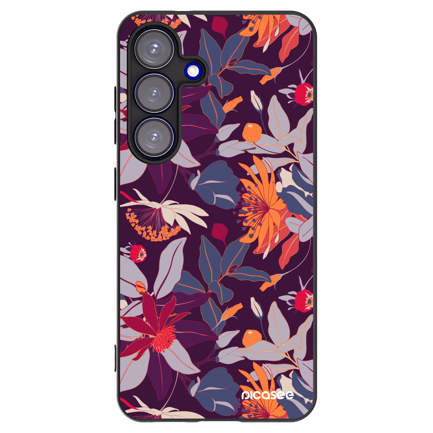Picasee silikónový čierny obal pre Samsung Galaxy S25 5G - Purple Leaf