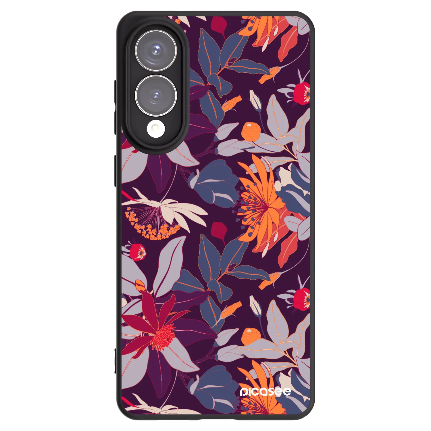 Silikónový čierny obal pre Samsung Galaxy S25 Edge 5G - Purple Leaf