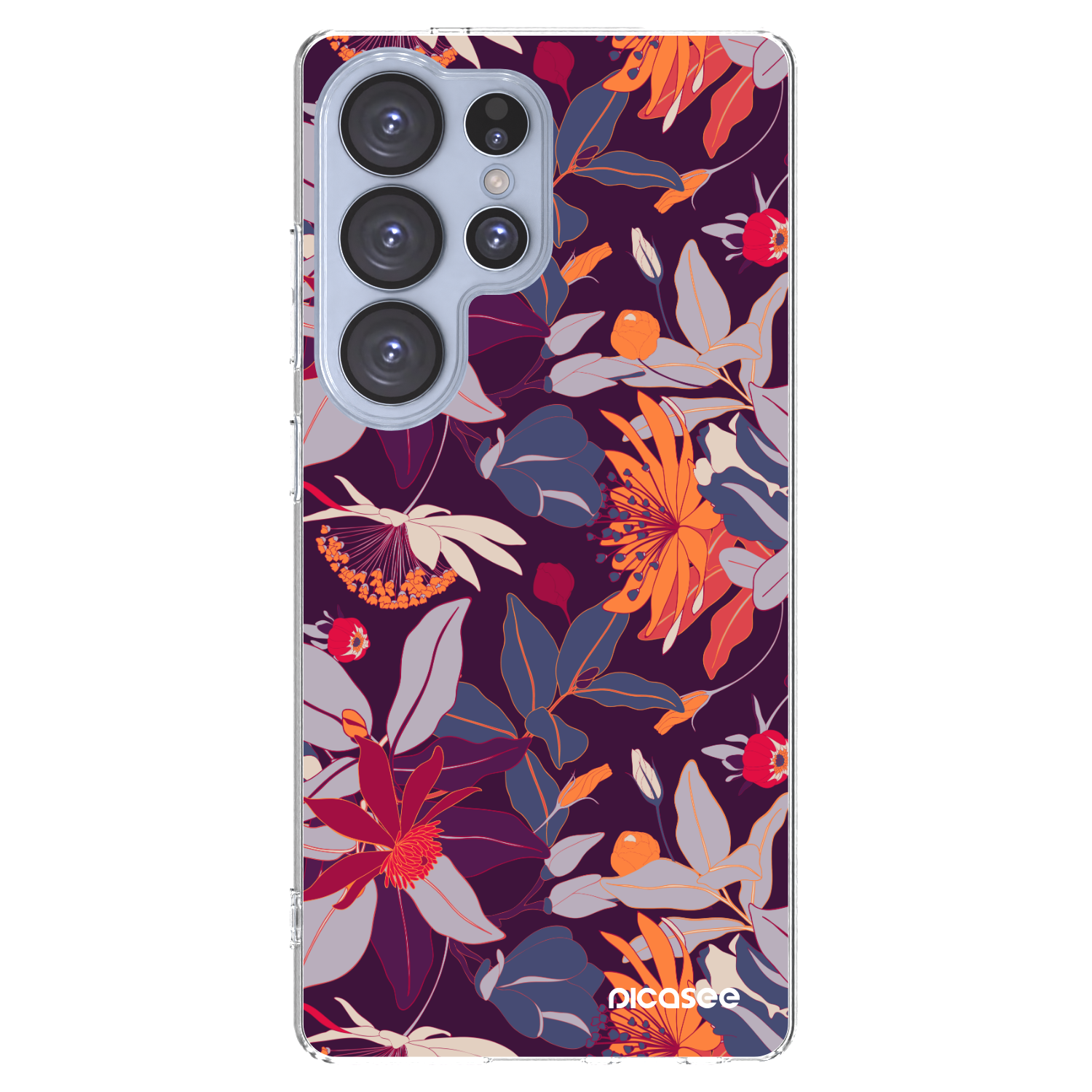Picasee silikónový prehľadný obal pre Samsung Galaxy S25 Ultra 5G - Purple Leaf