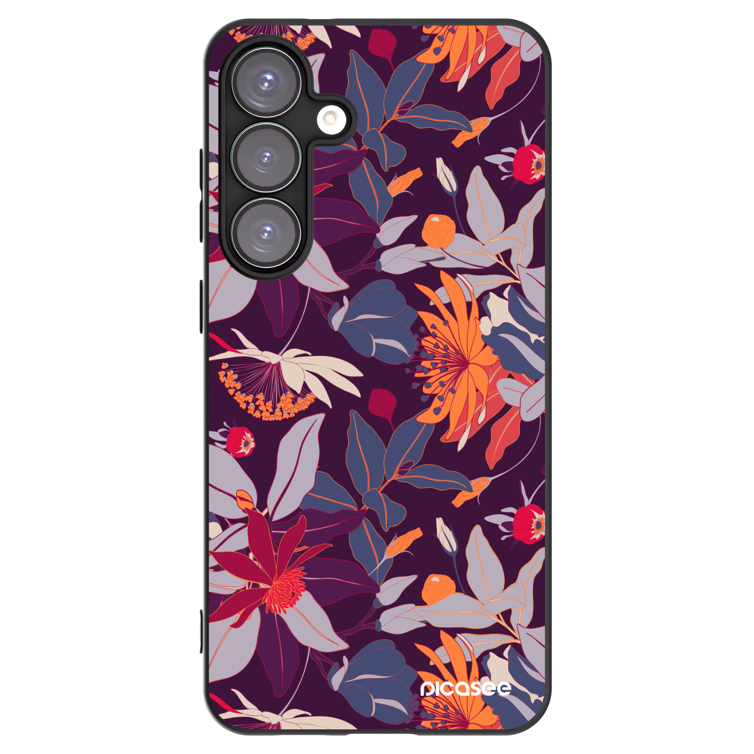 Picasee silikónový čierny obal pre Samsung Galaxy S25+ 5G - Purple Leaf