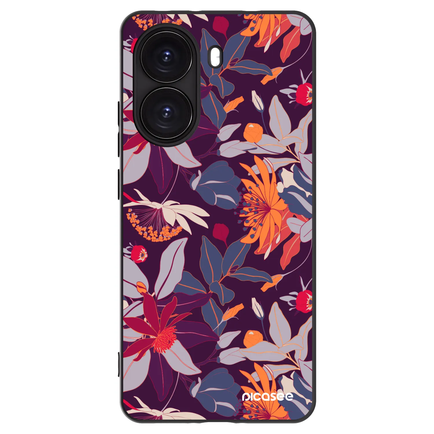 Picasee silikónový čierny obal pre Xiaomi Poco X7 Pro 5G - Purple Leaf