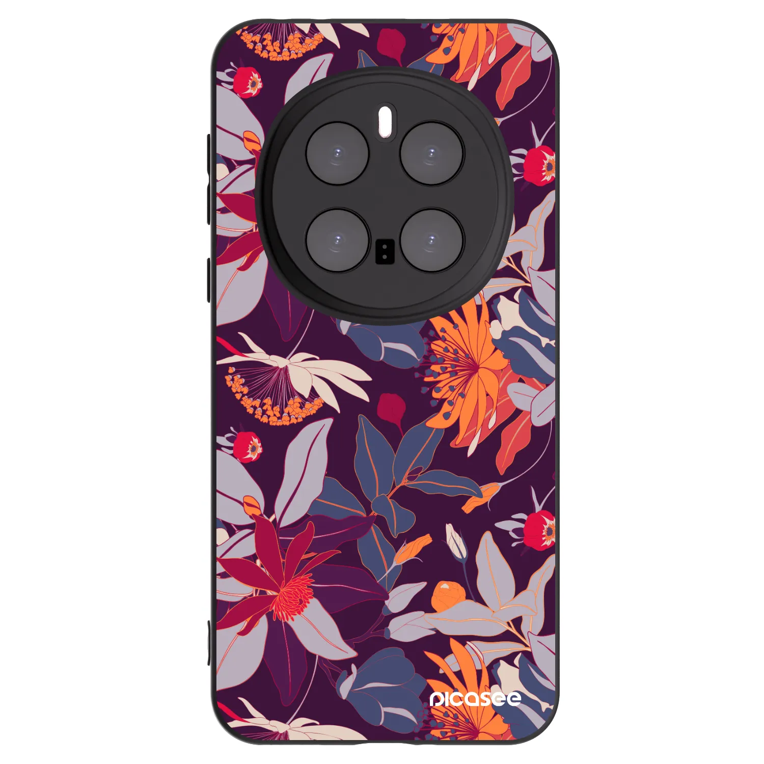 Picasee silikónový čierny obal pre Honor Magic7 Pro 5G - Purple Leaf