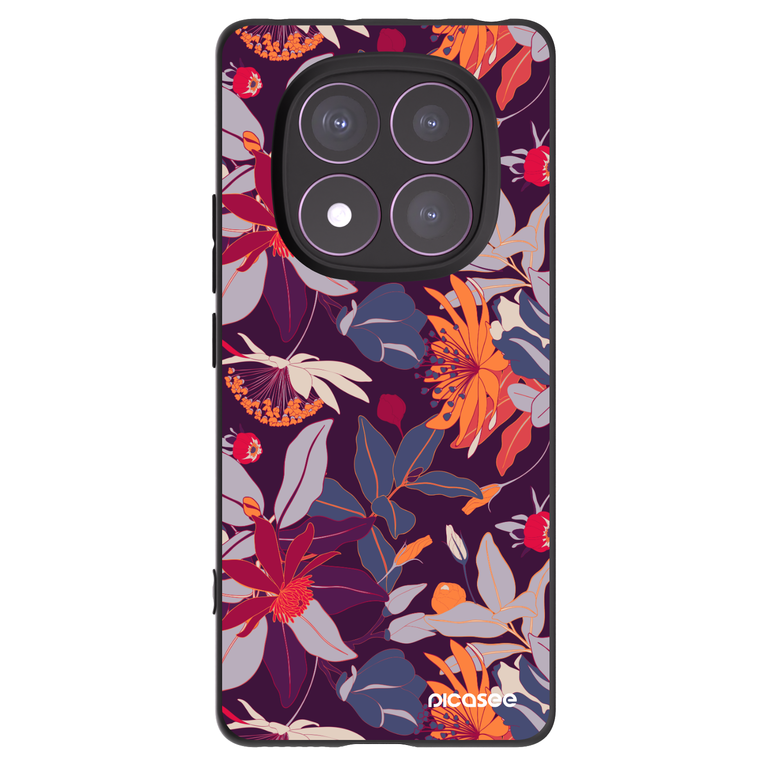 Silikónový čierny obal pre Xiaomi Redmi Note 14 Pro 4G - Purple Leaf