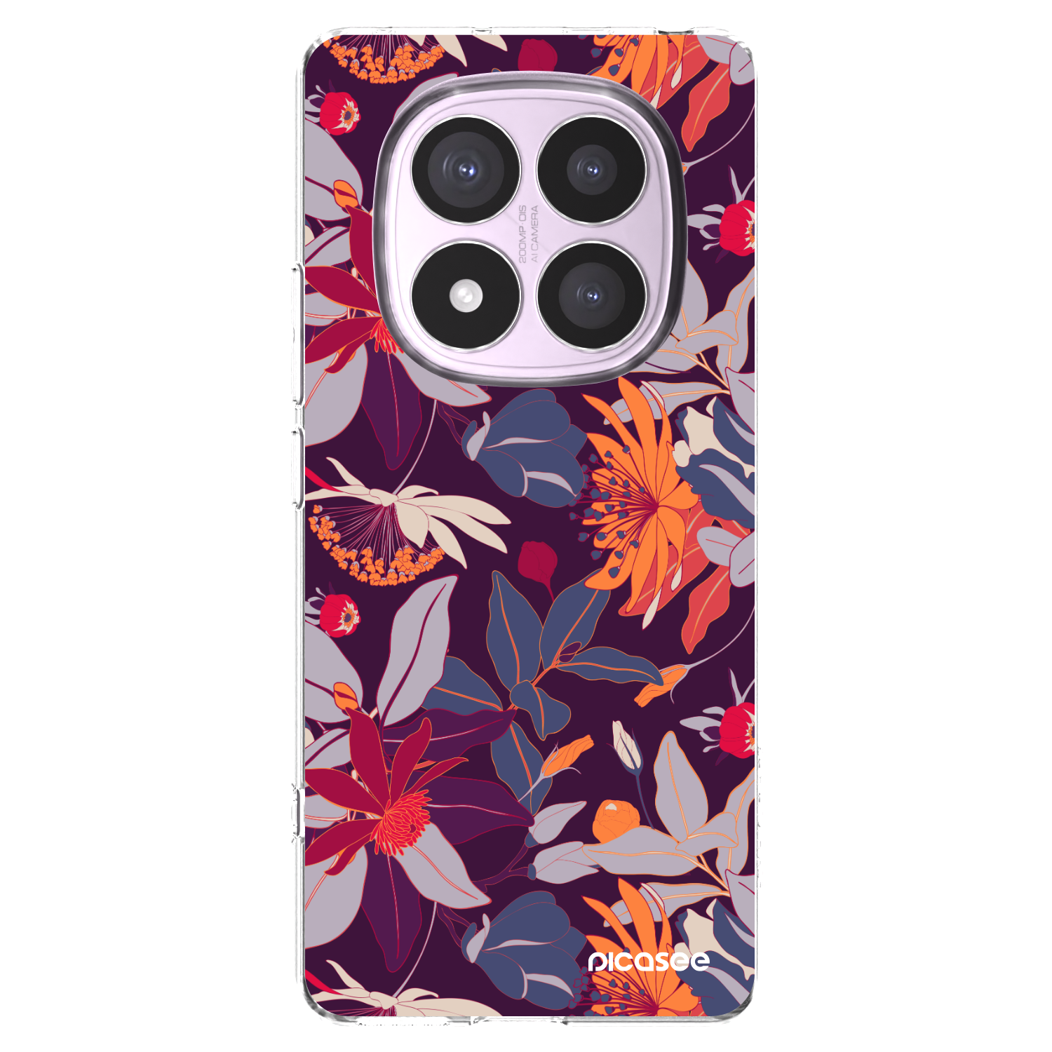 Silikónový prehľadný obal pre Xiaomi Redmi Note 14 Pro 4G - Purple Leaf