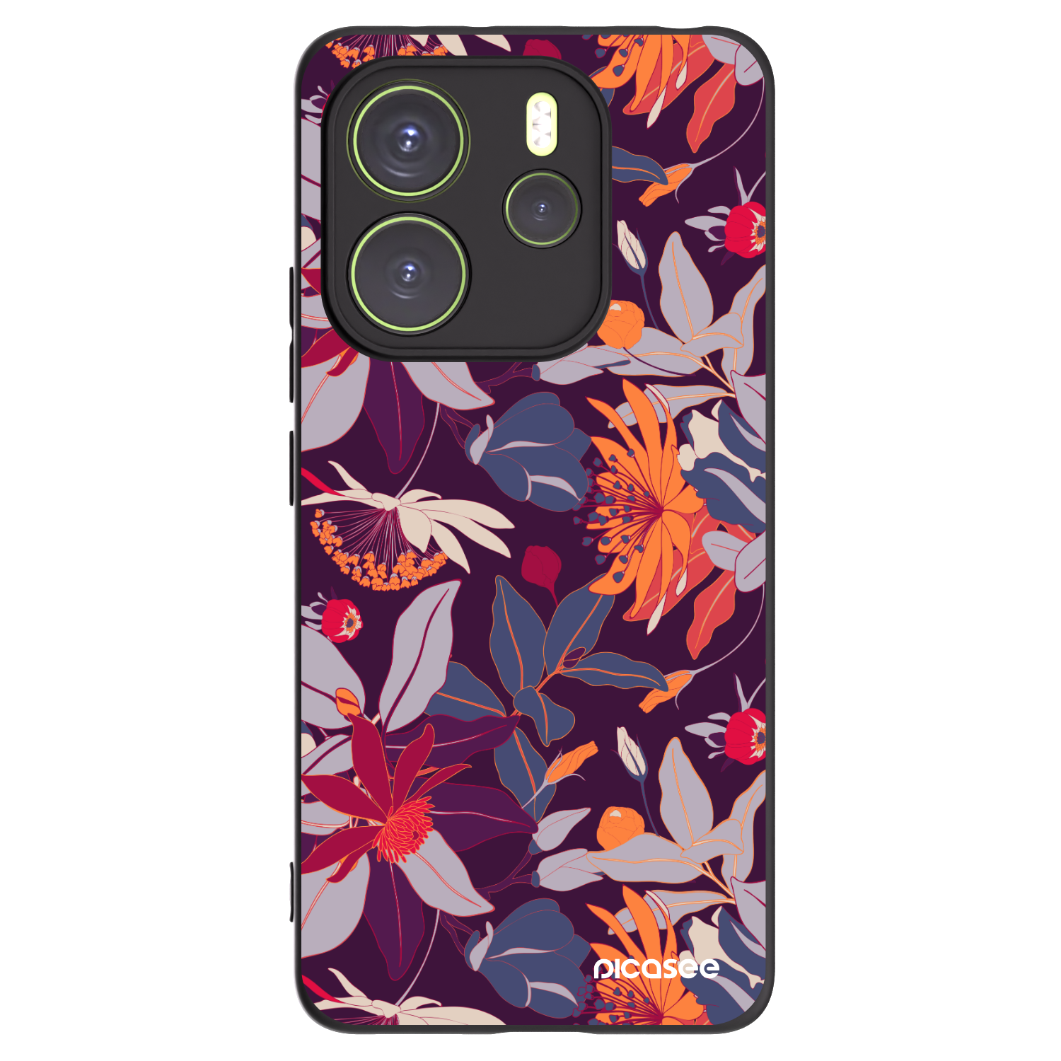 Picasee silikónový čierny obal pre Xiaomi Redmi Note 14 4G - Purple Leaf