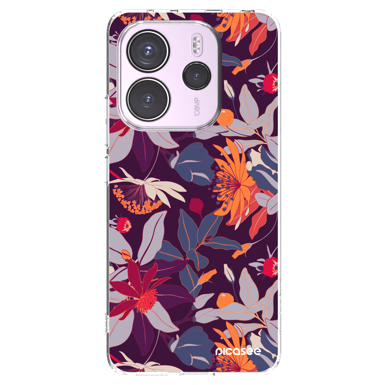 Picasee silikónový prehľadný obal pre Xiaomi Redmi Note 14 4G - Purple Leaf