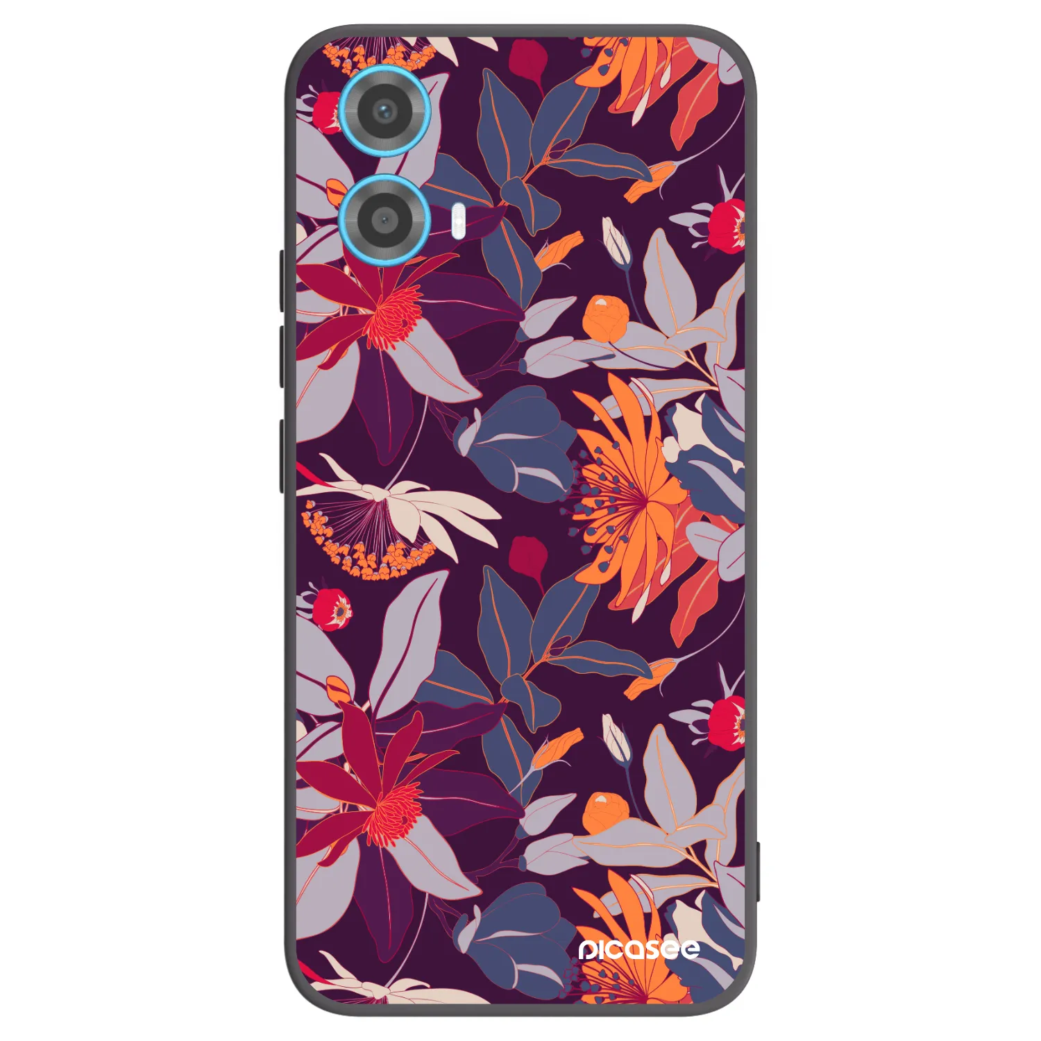 Picasee silikónový čierny obal pre Motorola Moto G34 5G - Purple Leaf