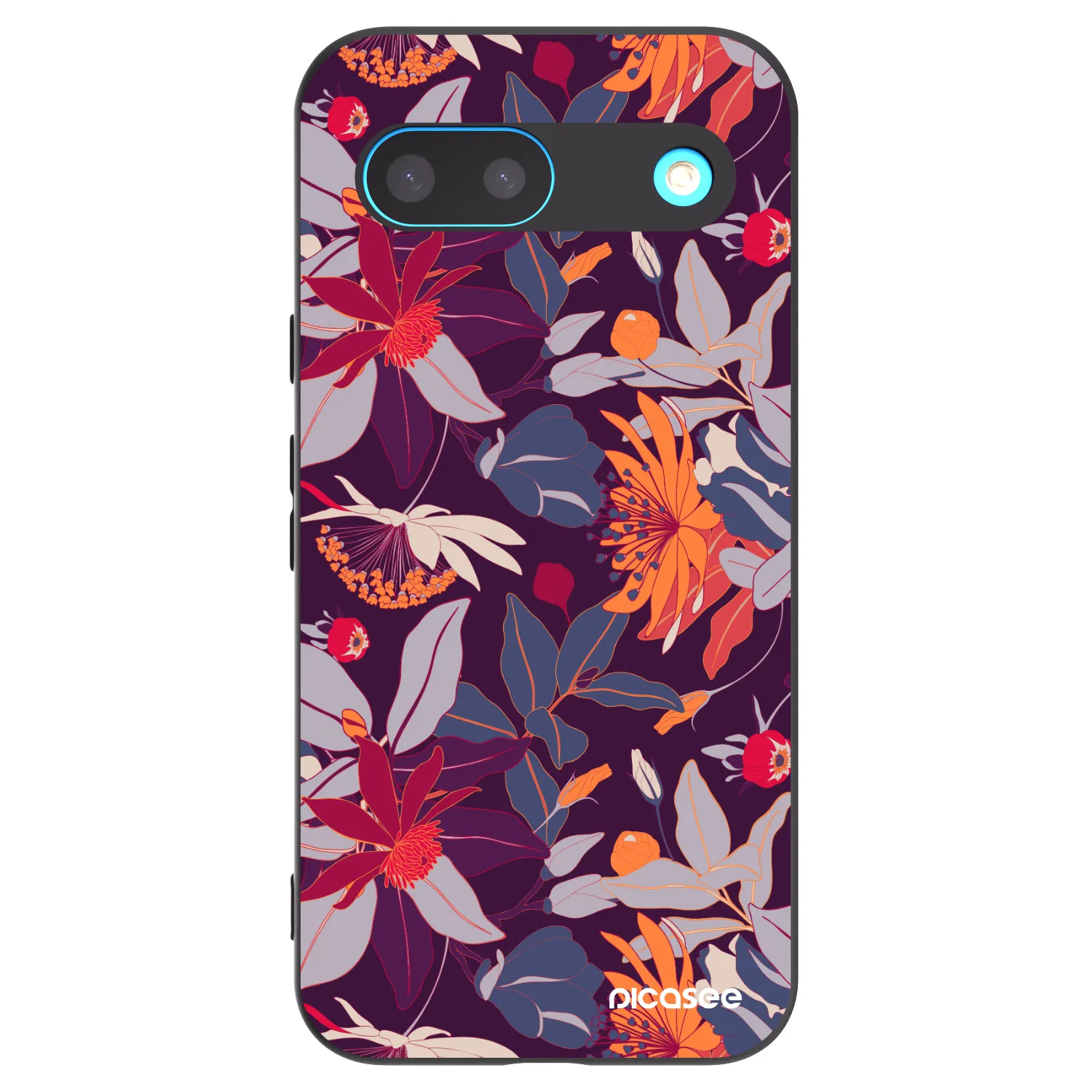 Silikónový čierny obal pre Google Pixel 8 - Purple Leaf