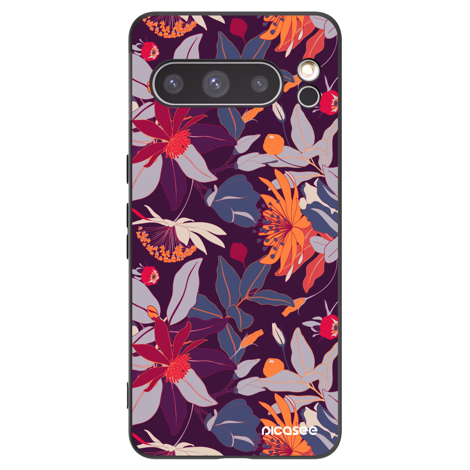 Picasee silikónový čierny obal pre Google Pixel 8 Pro - Purple Leaf