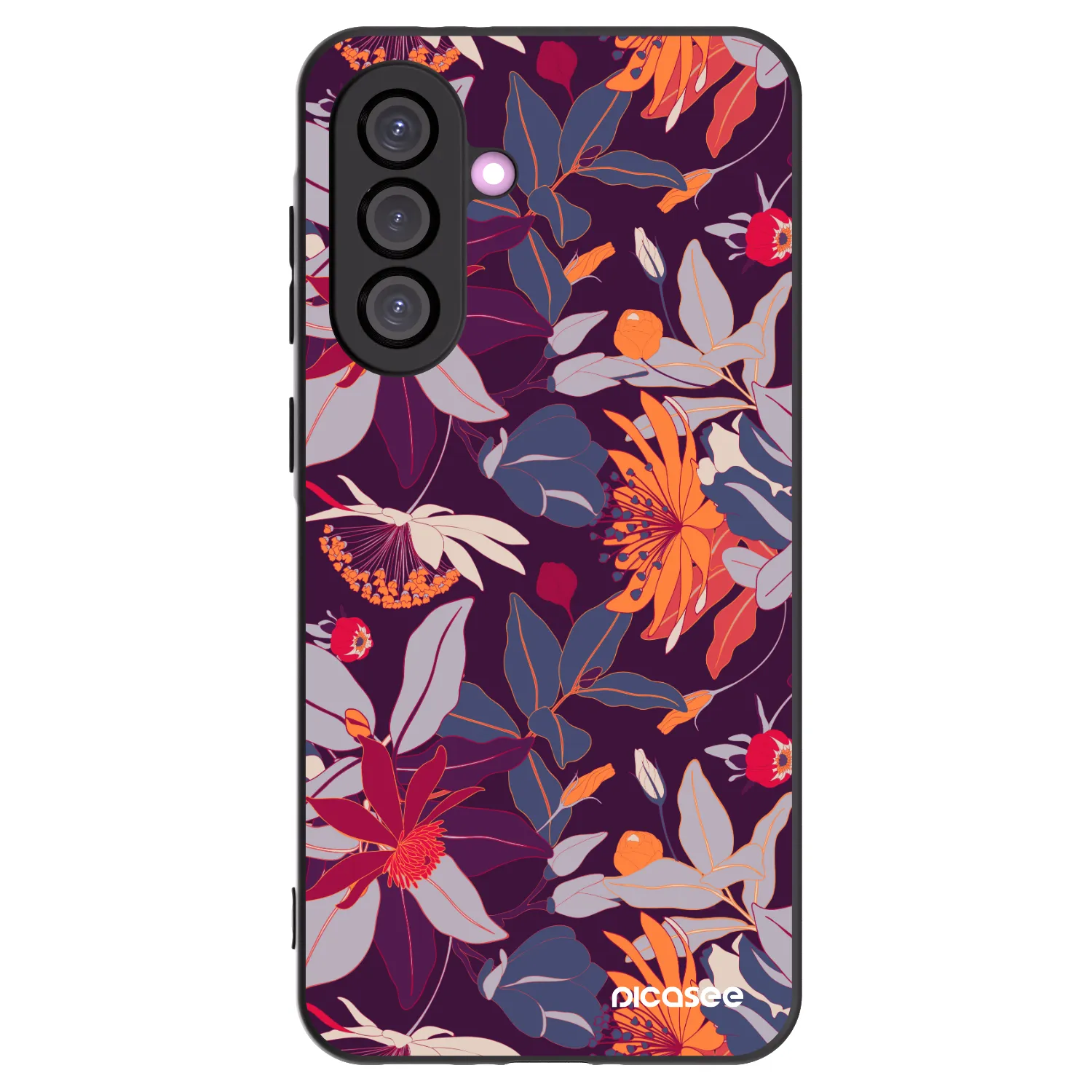 Picasee silikónový čierny obal pre Samsung Galaxy A56 5G A566B - Purple Leaf