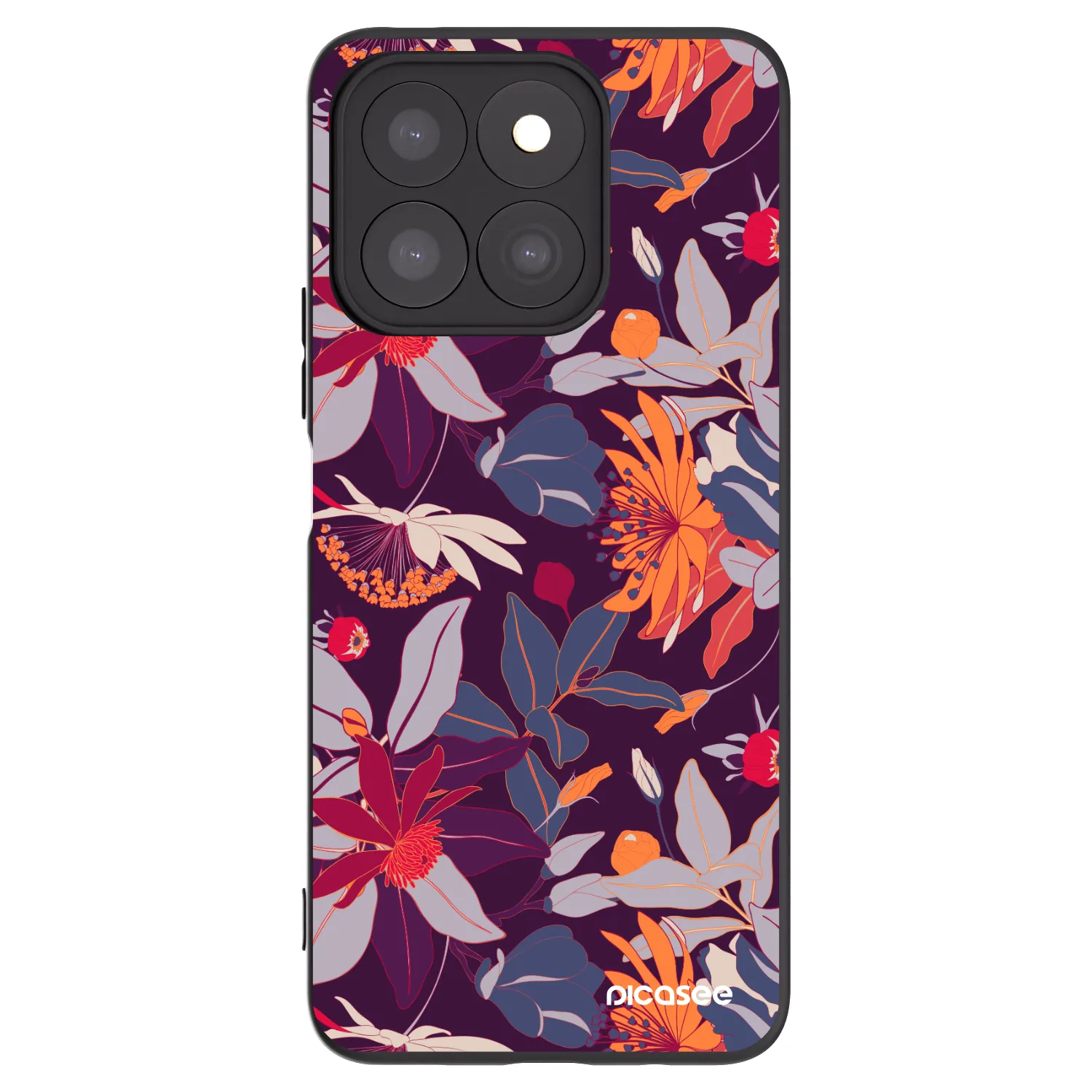 Picasee silikónový čierny obal pre Honor X8c - Purple Leaf