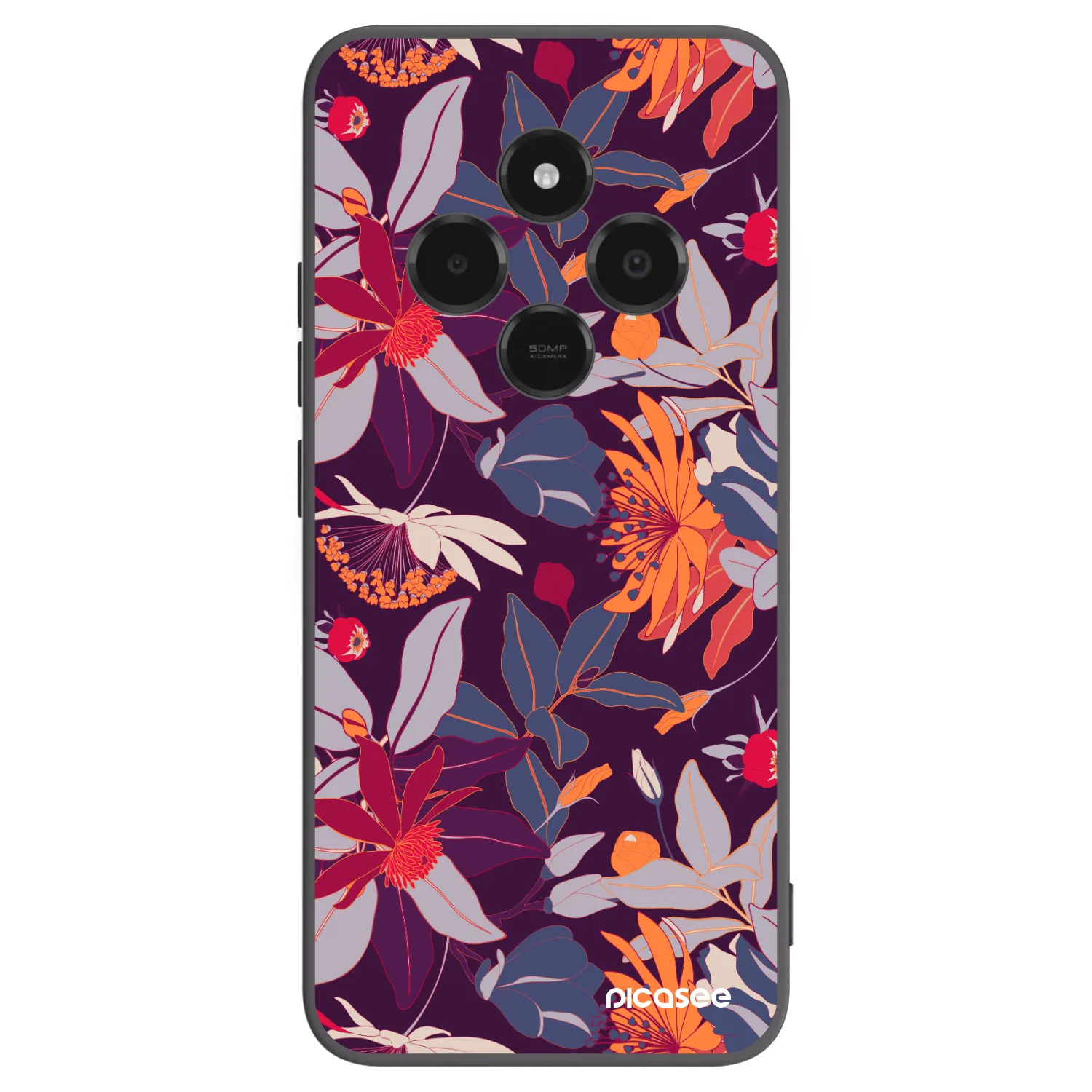Picasee silikónový čierny obal pre Xiaomi Poco C75 - Purple Leaf