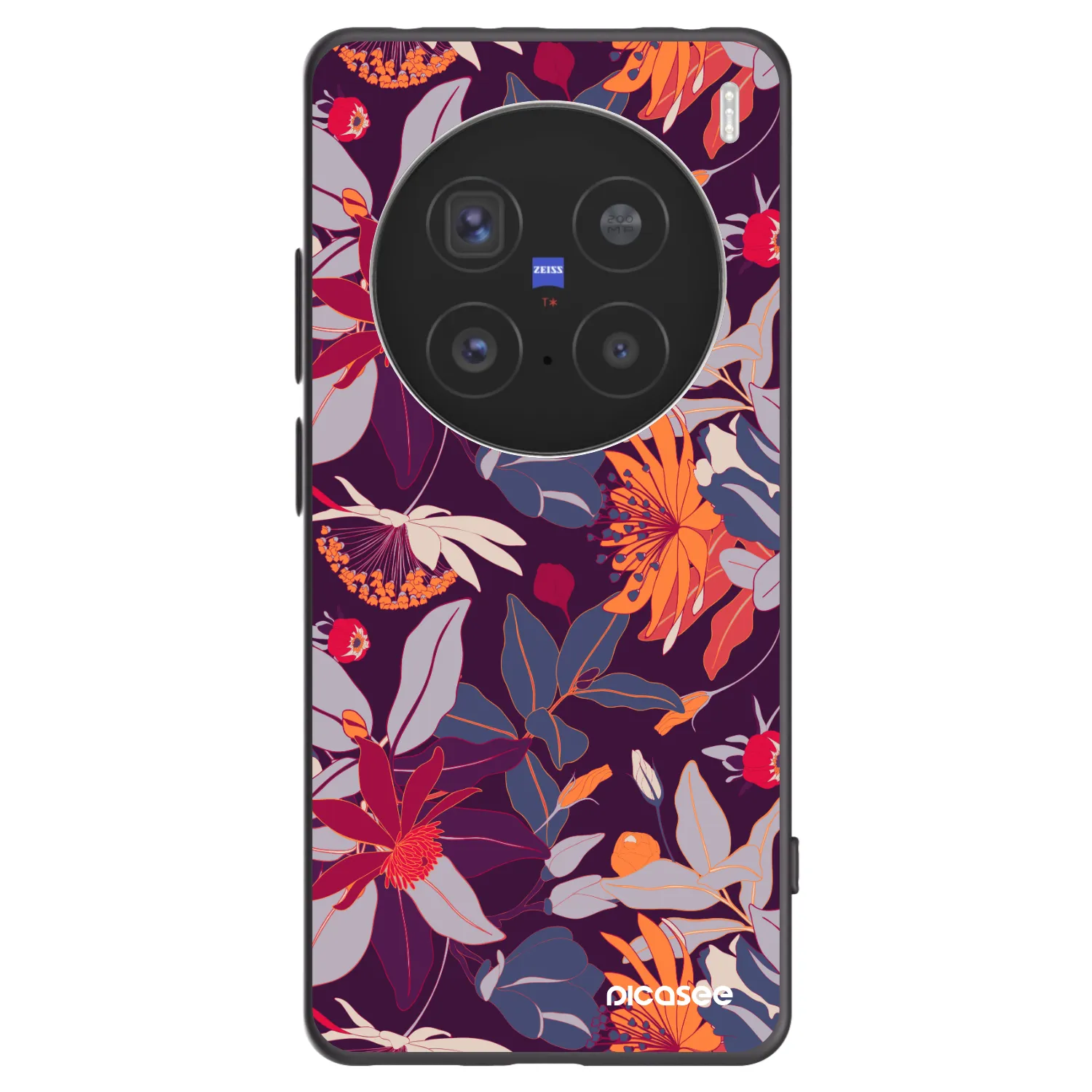 Picasee silikónový čierny obal pre Vivo X200 Pro - Purple Leaf